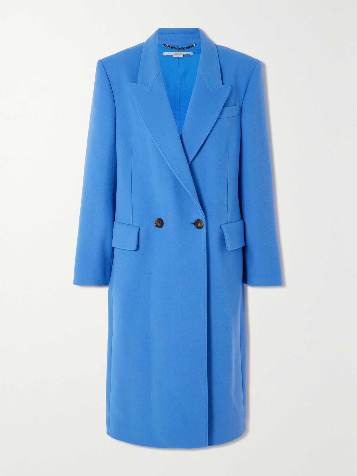 Shop Stella Mccartney + Net Sustain Double-breasted Wool Coat In Blue