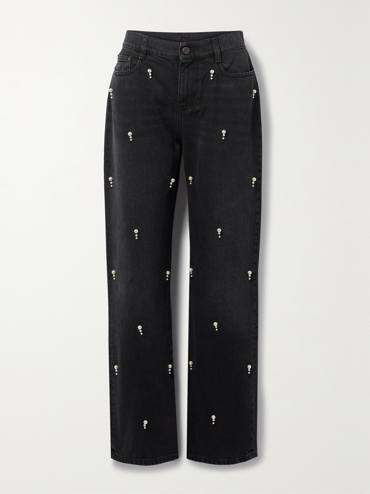 Stella McCartney + Net Sustain Embellished High-rise Straight-leg Organic Jeans - Black