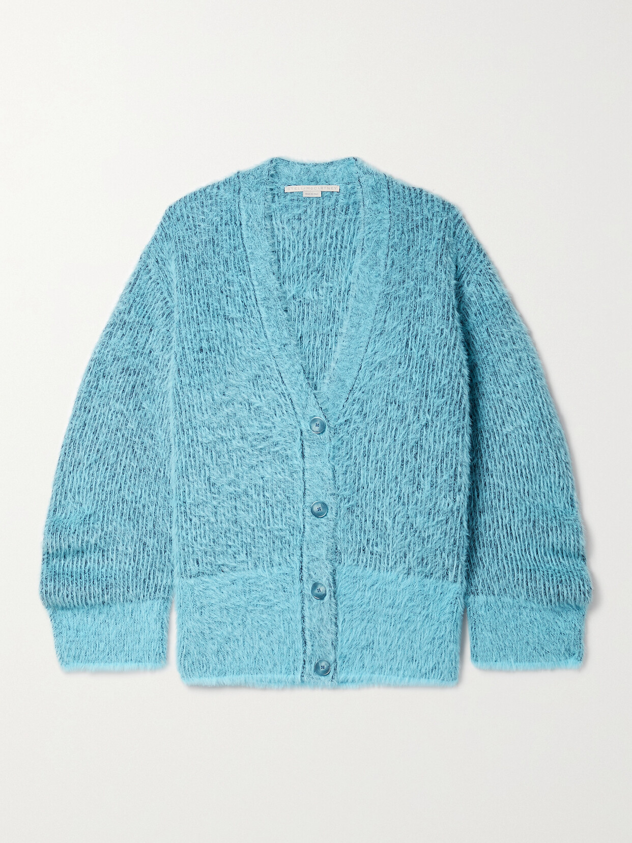 Shop Stella Mccartney + Net Sustain Brushed Knitted Cardigan In Blue