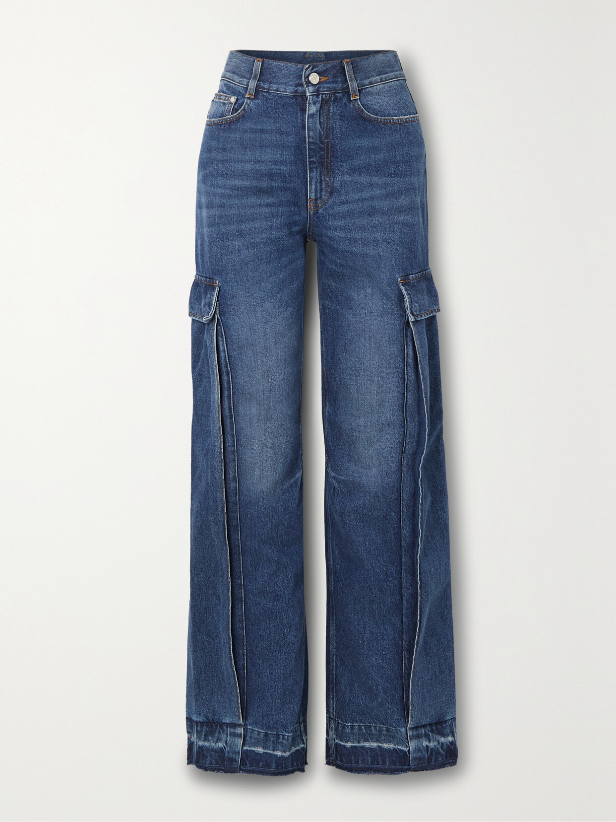 Stella McCartney - + Net Sustain Frayed High-rise Wide-leg Jeans - Blue