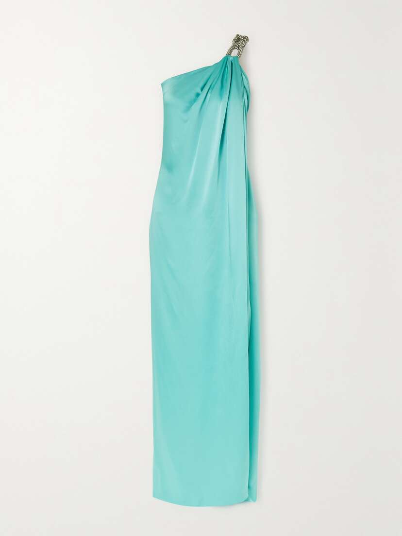 Stella McCartney + Net Sustain Falabella One-shoulder Crystal-embellished Satin Gown