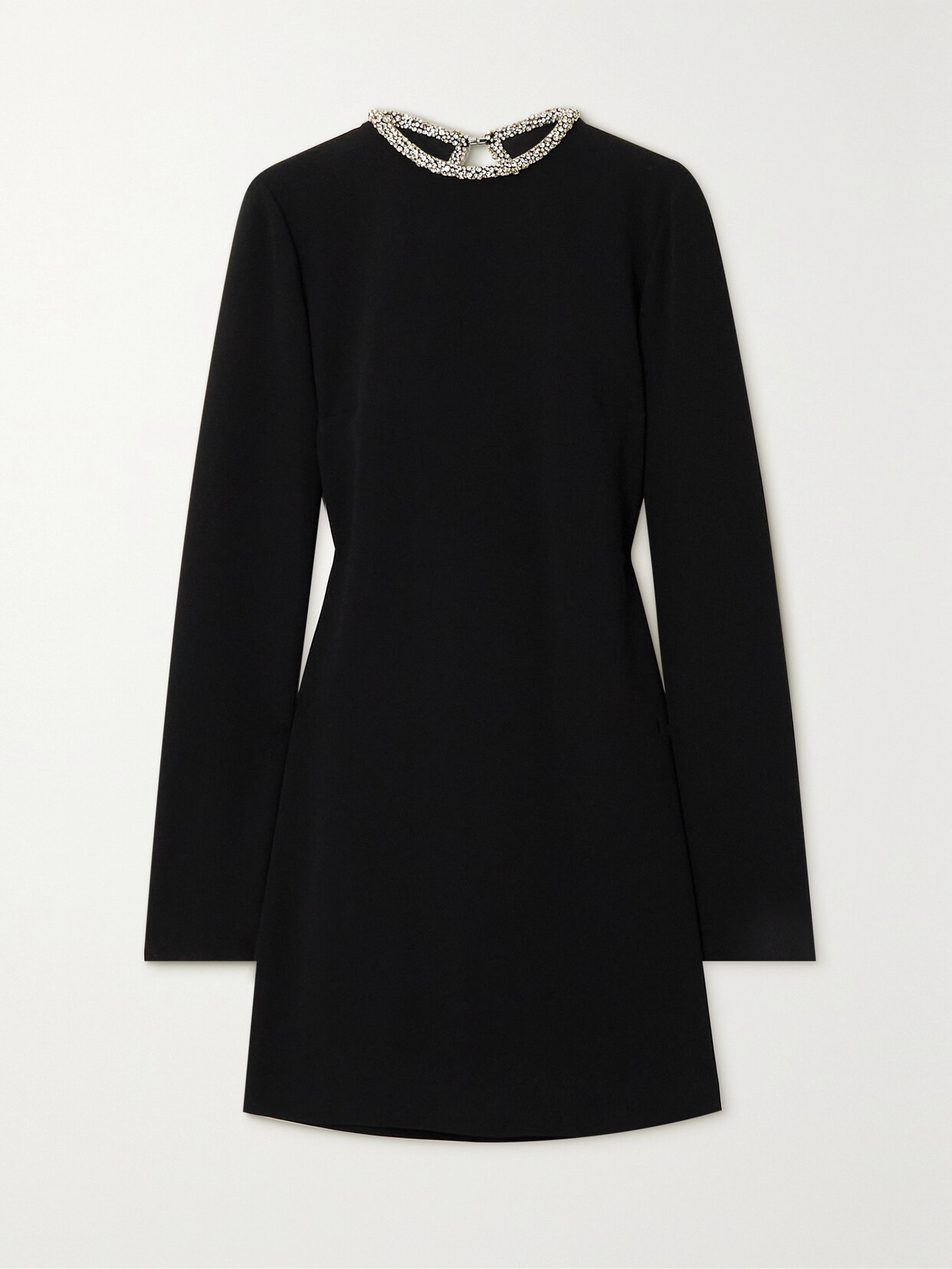 Stella McCartney + Net Sustain Crystal-embellished Open-back Stretch-crepe Mini Dress - Black
