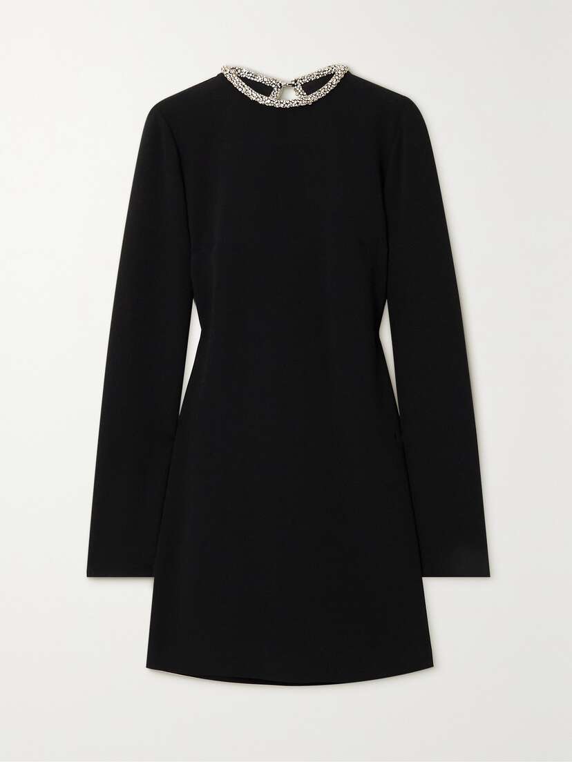 Stella McCartney + Net Sustain Crystal-embellished Open-back Stretch-crepe Mini Dress