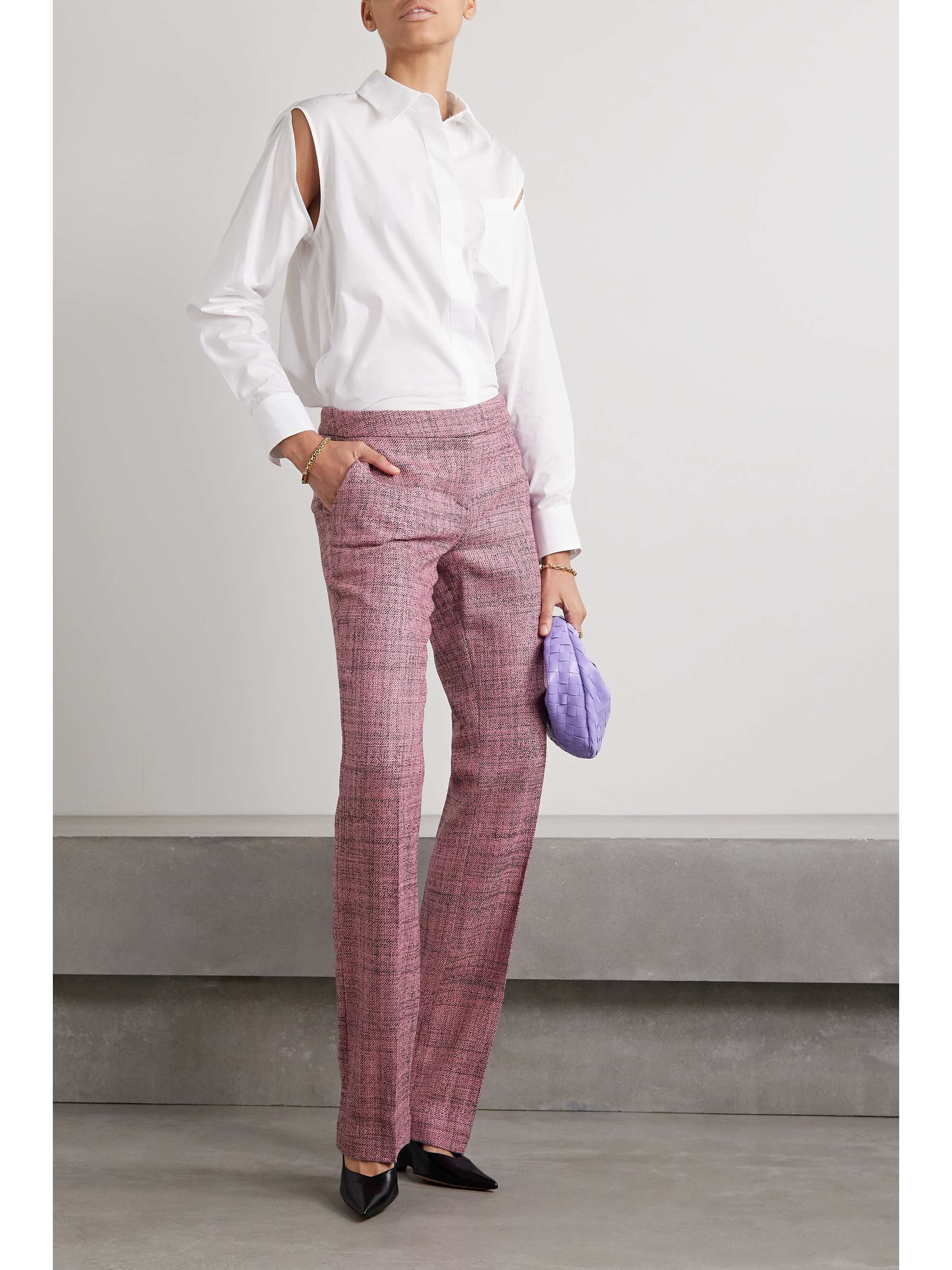 NET SUSTAIN wool tweed straight leg pants