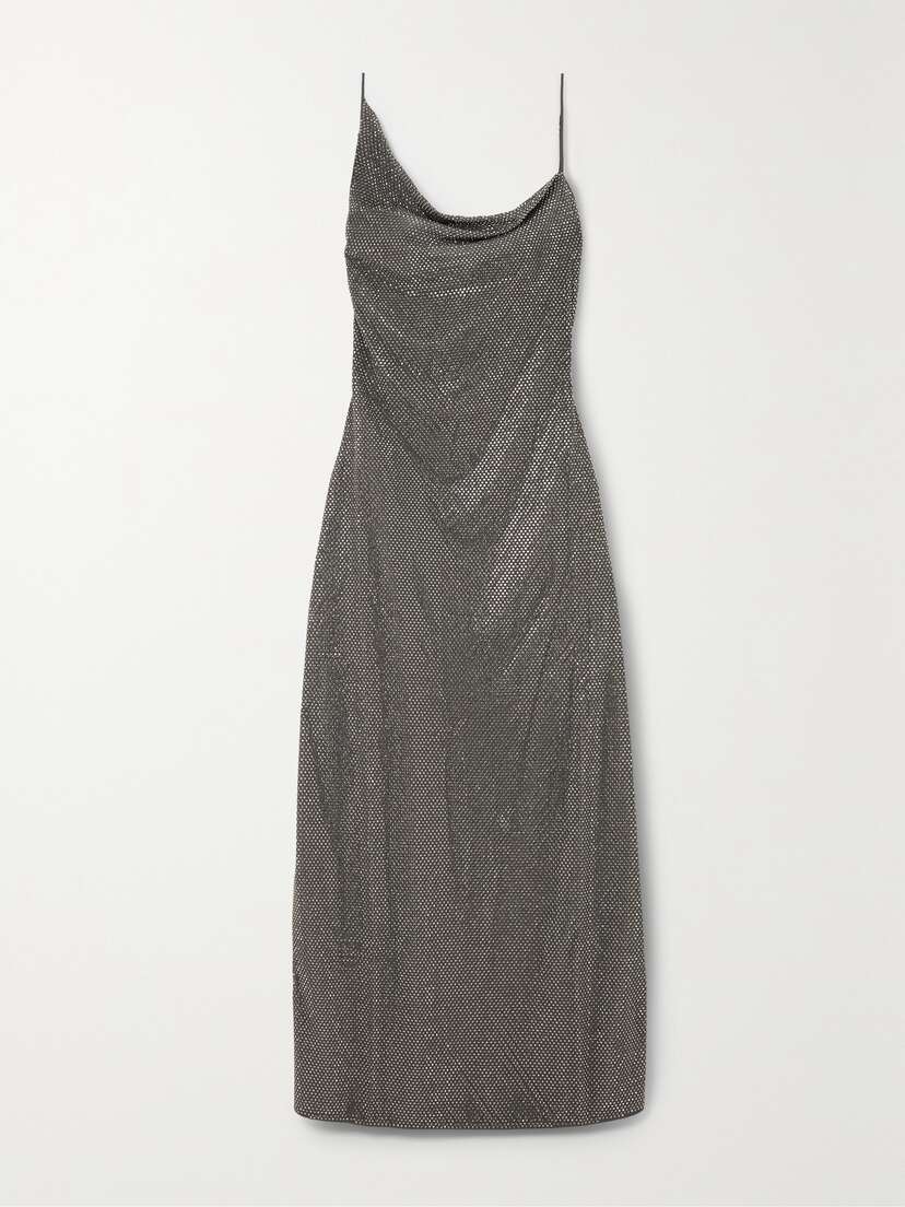 Stella McCartney + Net Sustain Draped Crystal-embellished Satin Gown