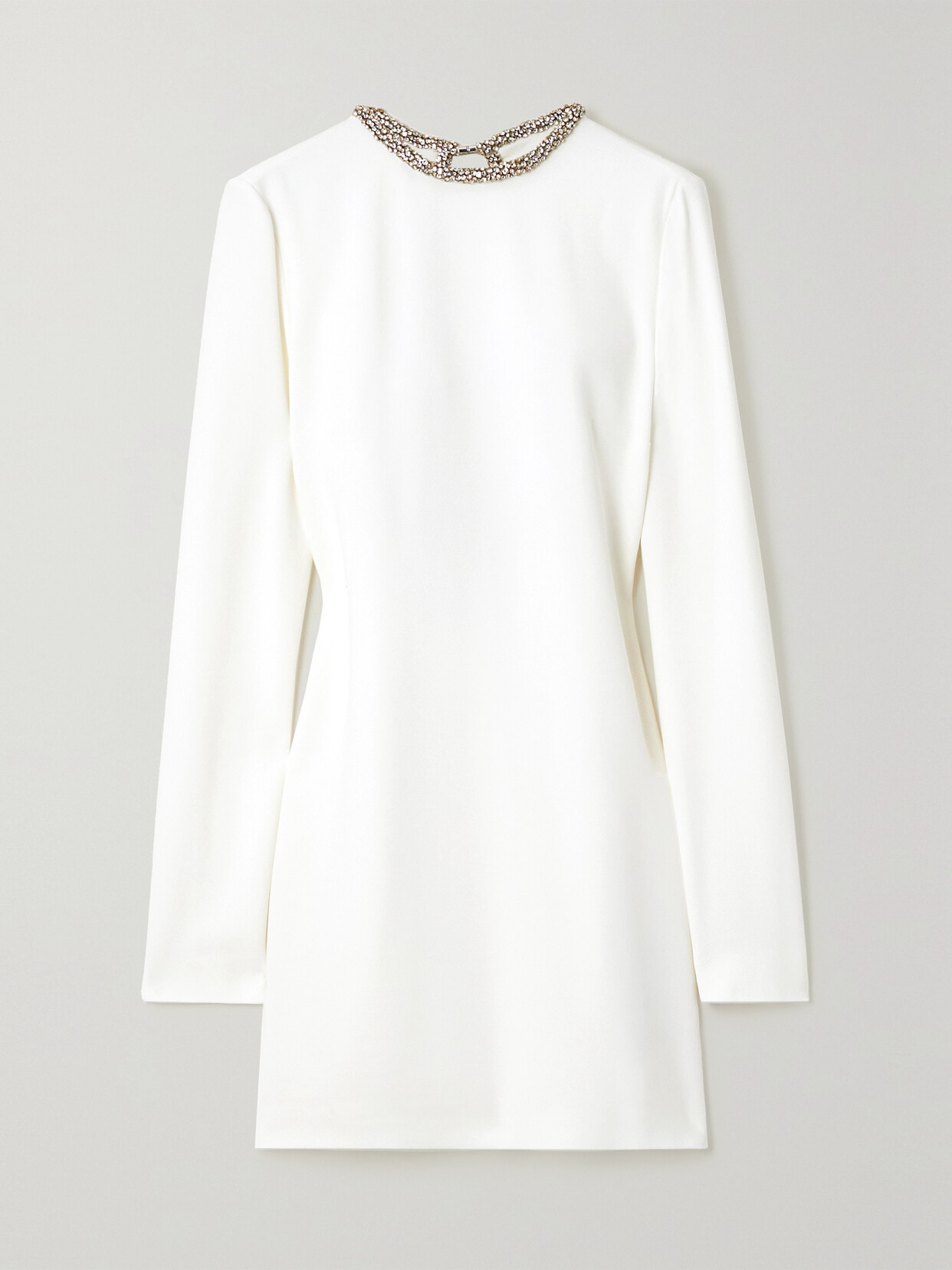 Stella McCartney + Net Sustain Crystal-embellished Open-back Stretch-crepe Mini Dress - White