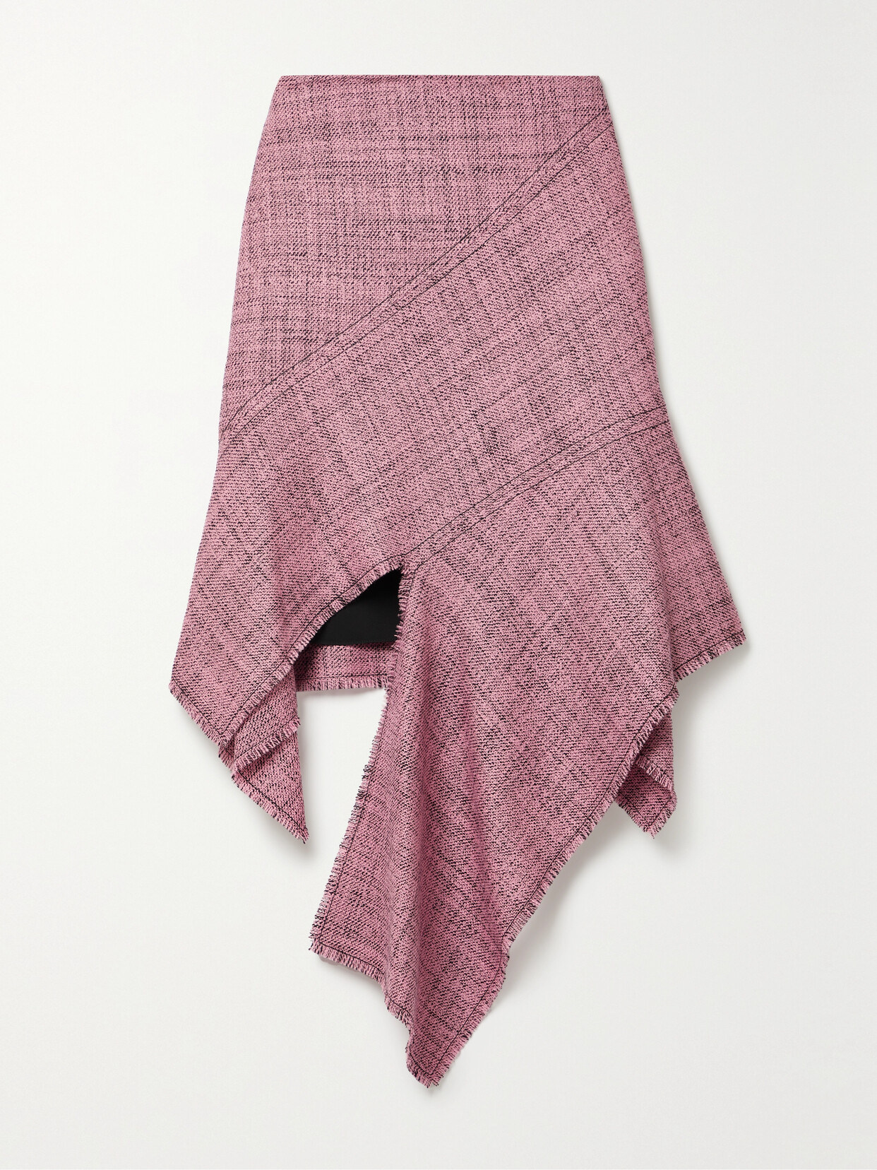 Stella McCartney - + Net Sustain Asymmetric Paneled Frayed Wool-tweed Skirt - Pink