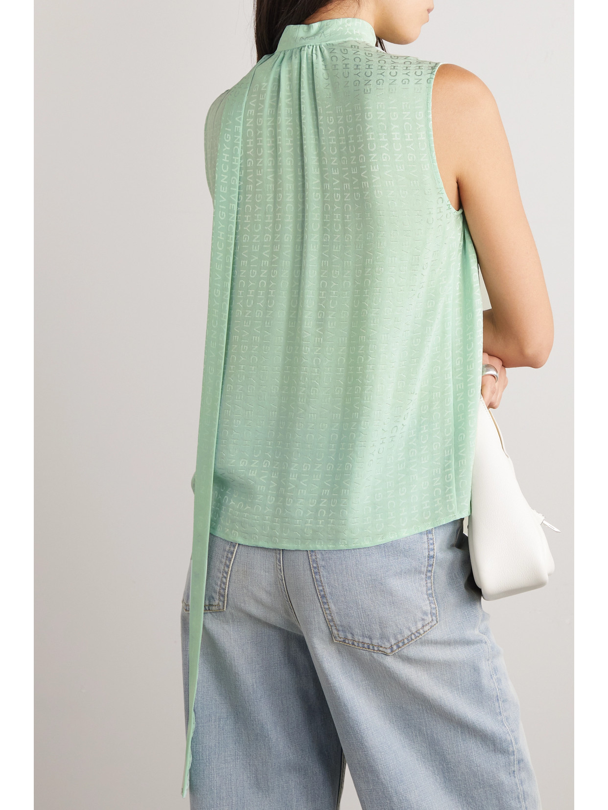 Tie-Detailed Silk-Jacquard Blouse