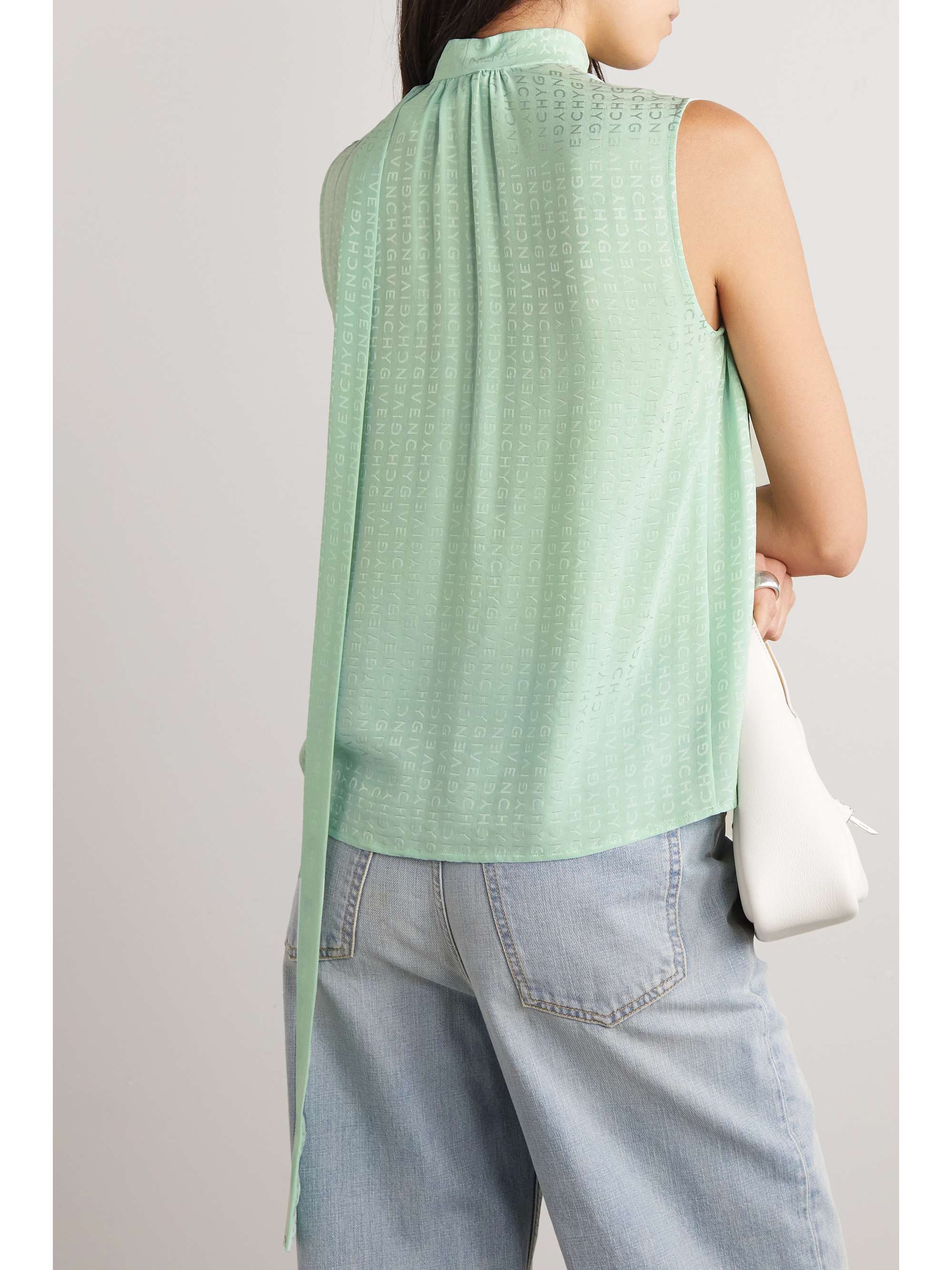 GIVENCHY Tie-detailed silk-jacquard blouse