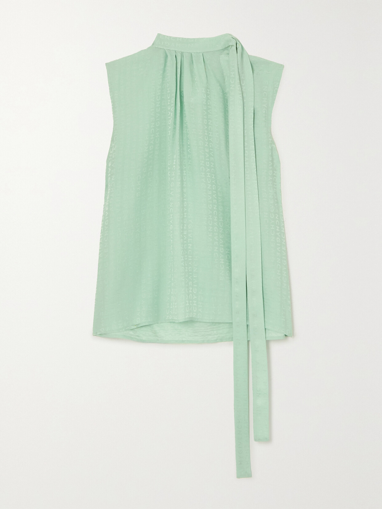 Givenchy Tie-detailed Silk-jacquard Blouse In Green