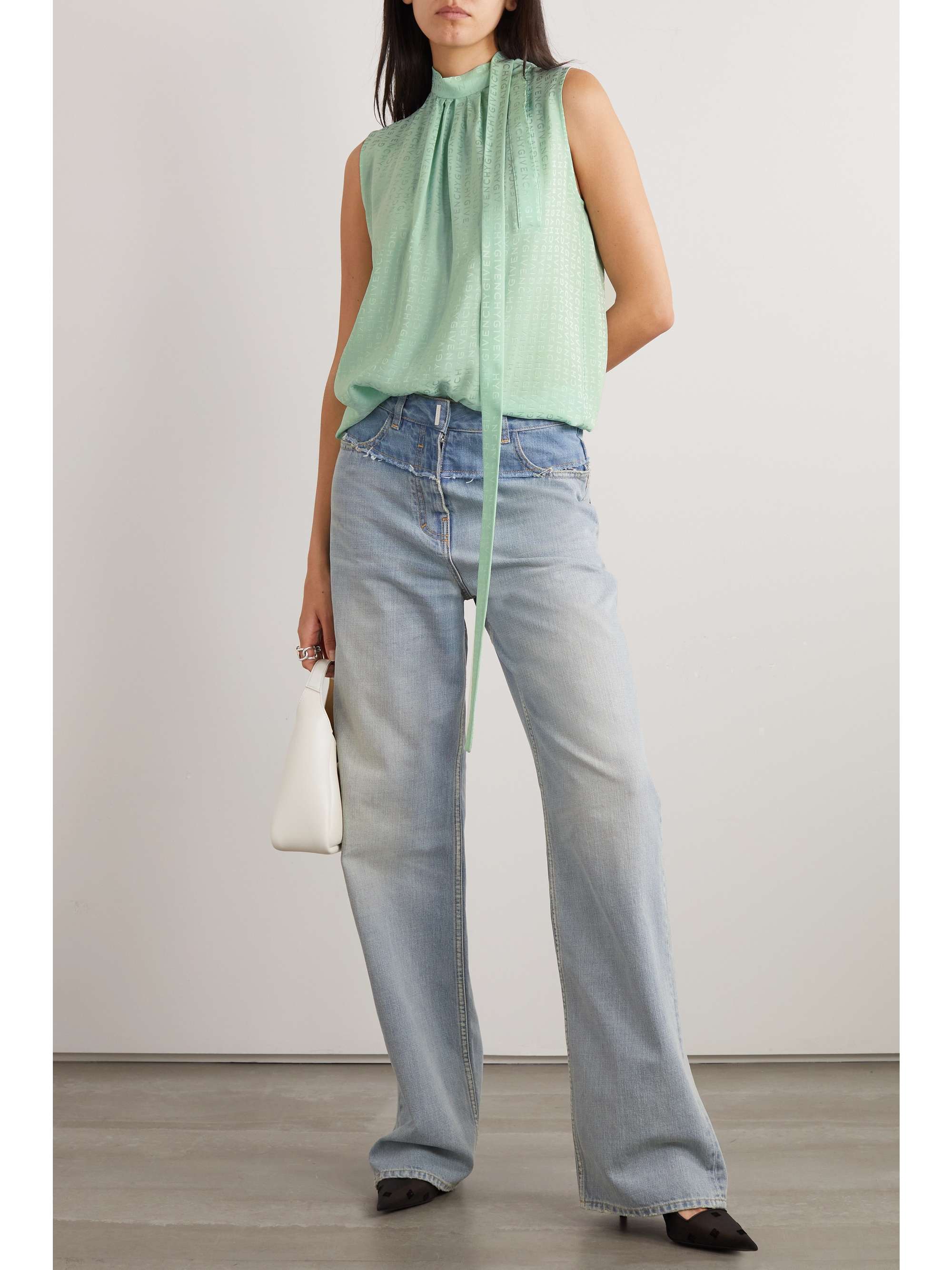 GIVENCHY Tie-detailed silk-jacquard blouse