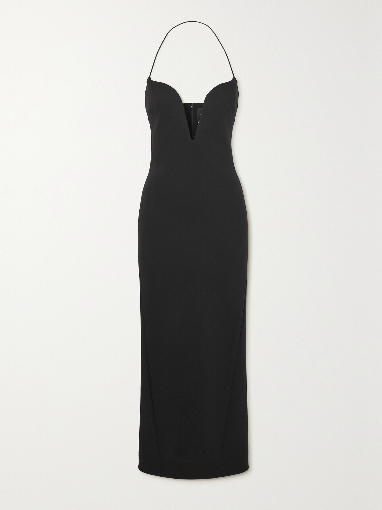 Givenchy Grain De Poudre Stretch Wool-blend Halterneck Midi Dress In Black