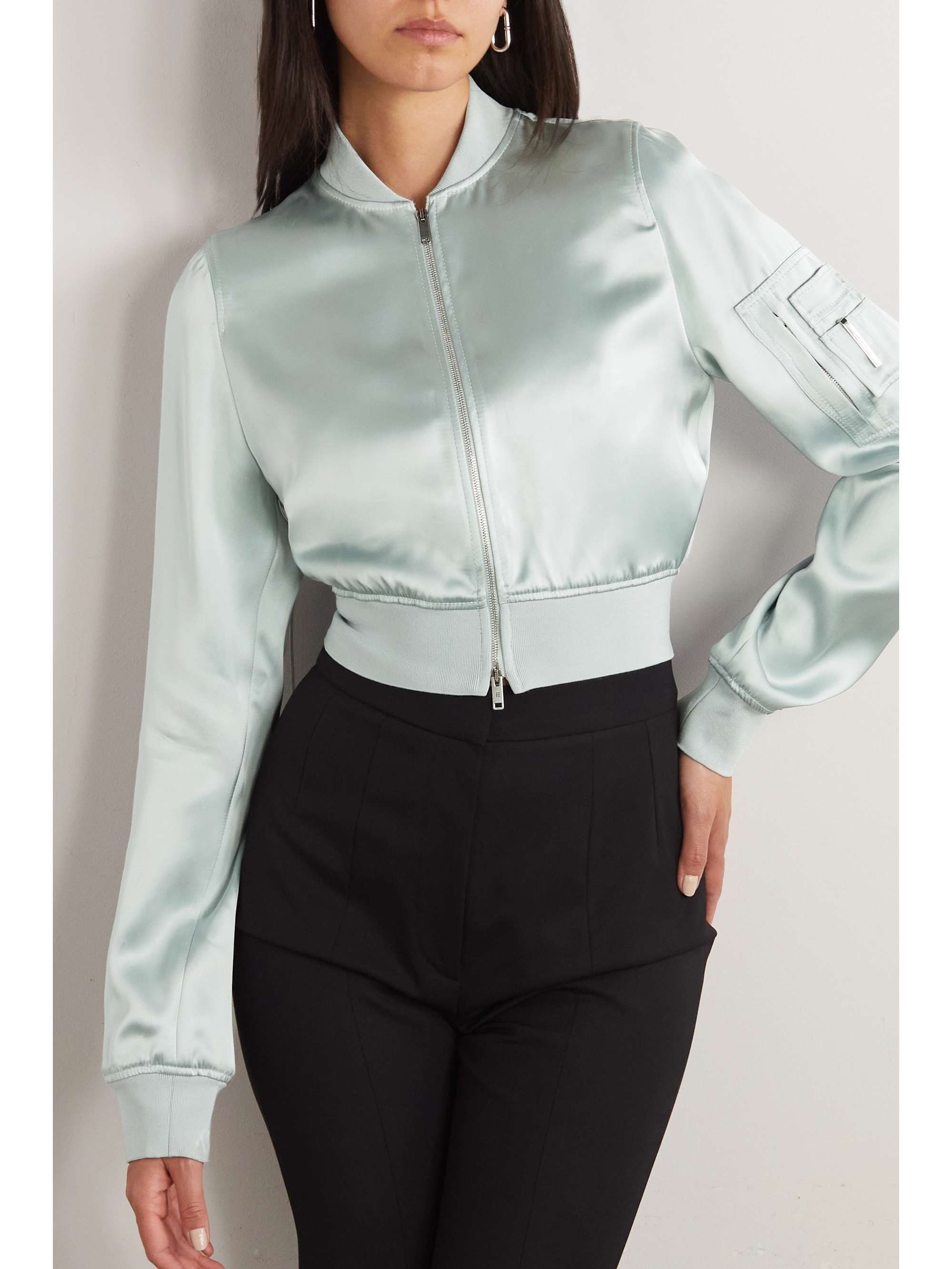 GIVENCHY Cropped satin bomber jacket