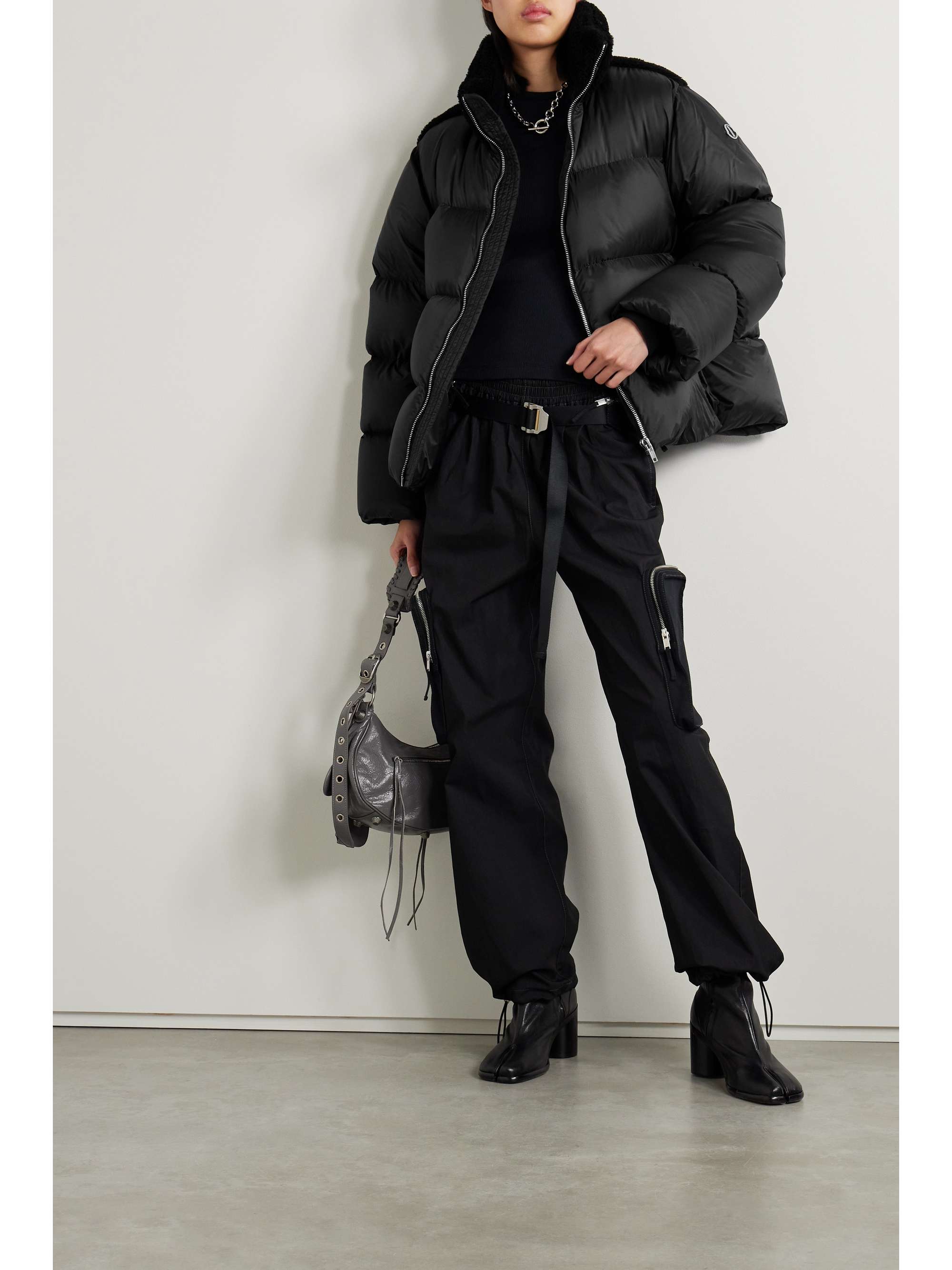 MONCLER + RICK OWENS Cyclopic faux shearling-paneled quilted shell down ...