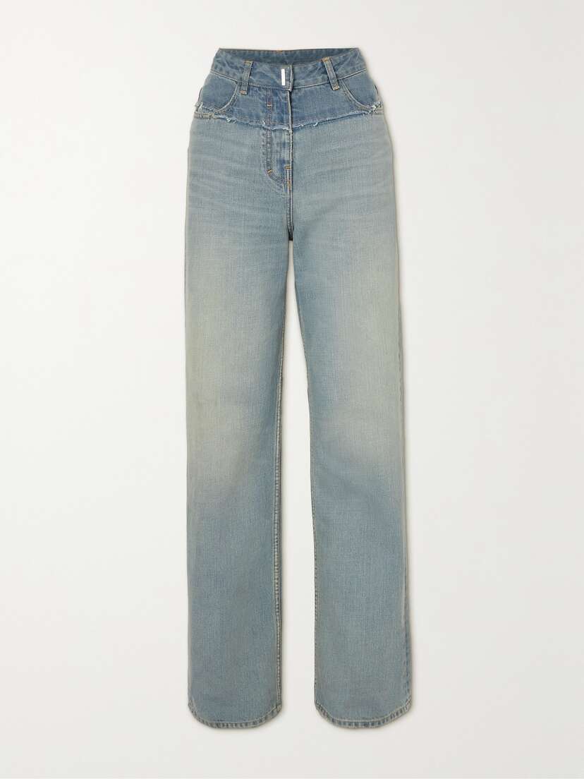 Givenchy Distressed Two-tone Straight-leg Jeans
