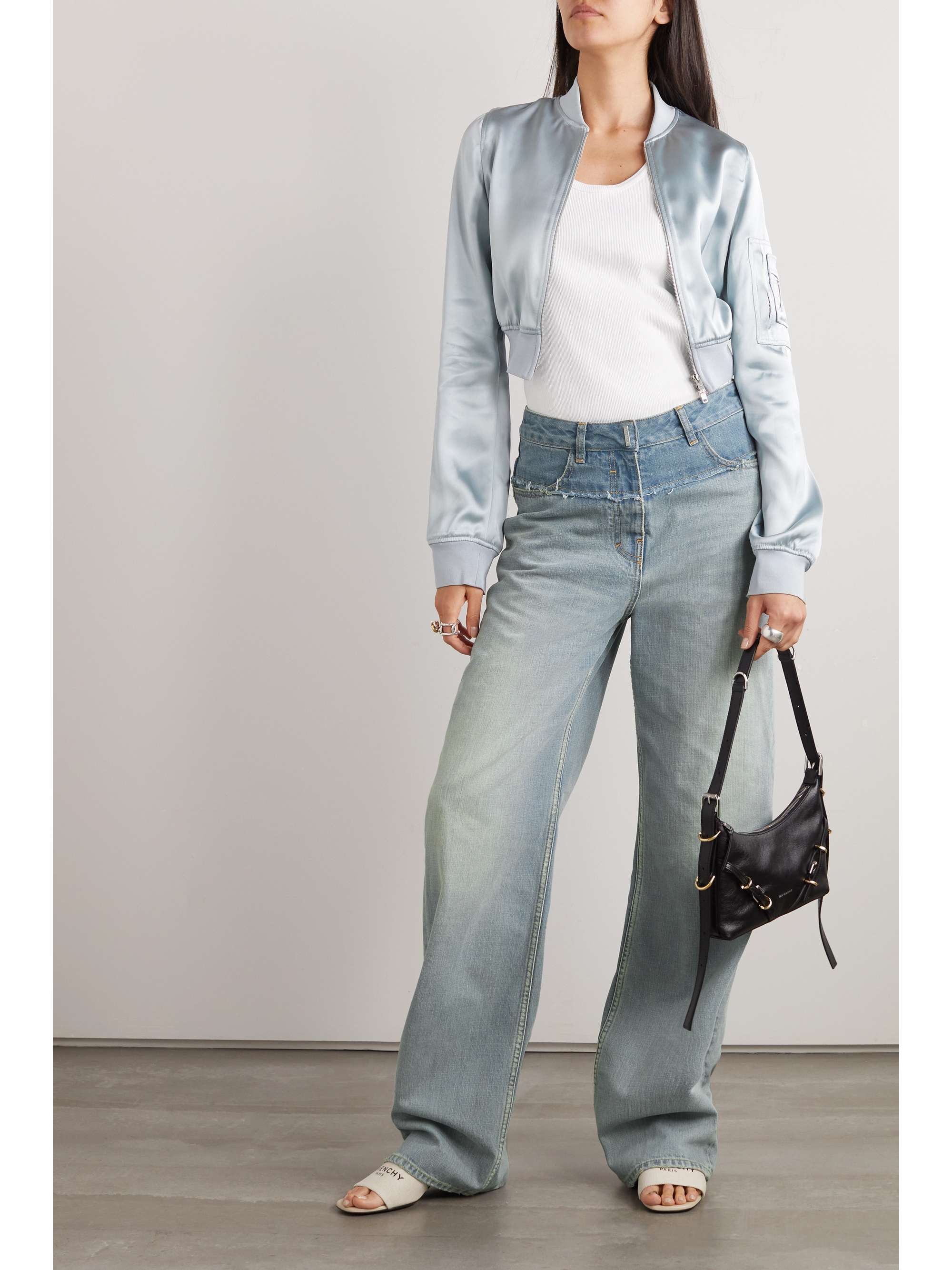 GIVENCHY Distressed two-tone straight-leg jeans | NET-A-PORTER