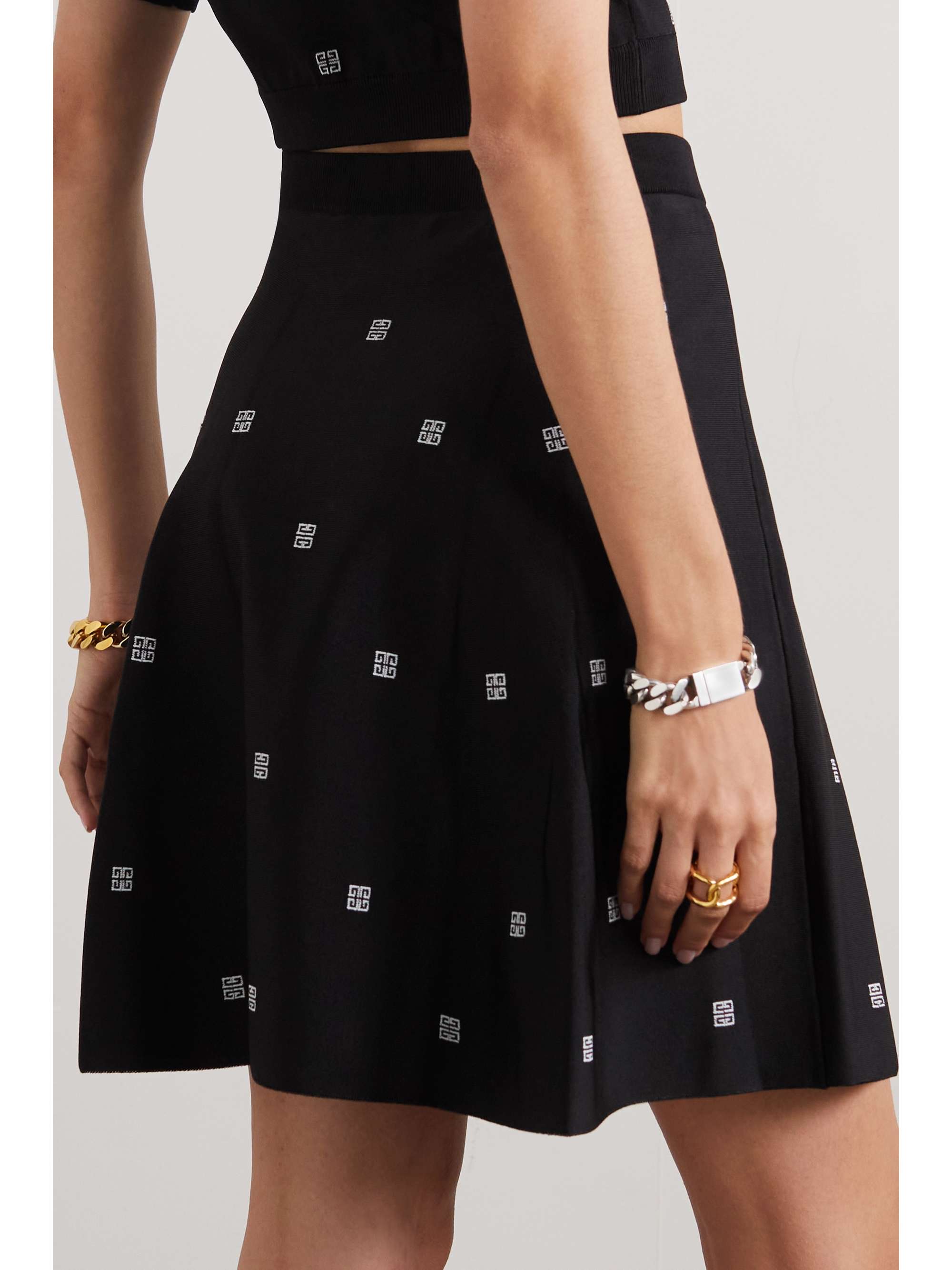 GIVENCHY 4G embroidered stretch-knit mini skirt