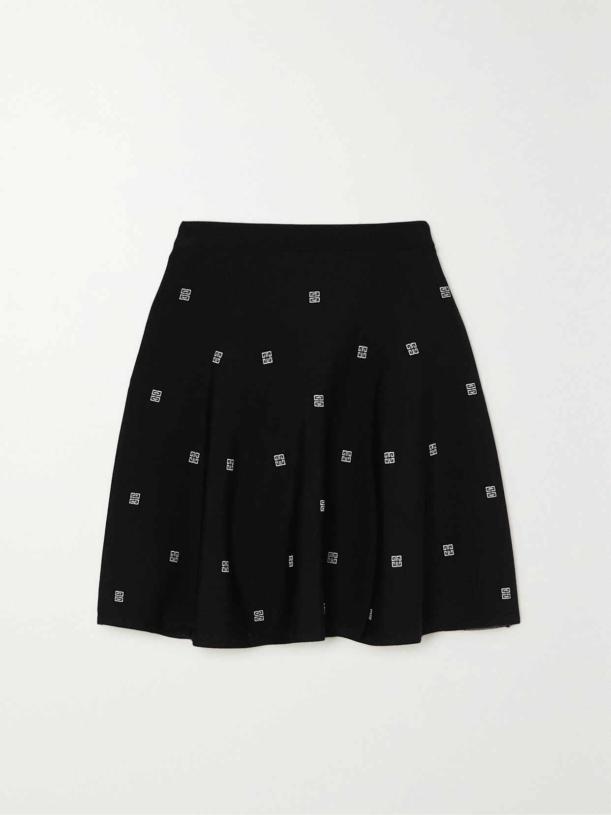 Shop Givenchy 4g Embroidered Stretch-knit Mini Skirt In Black