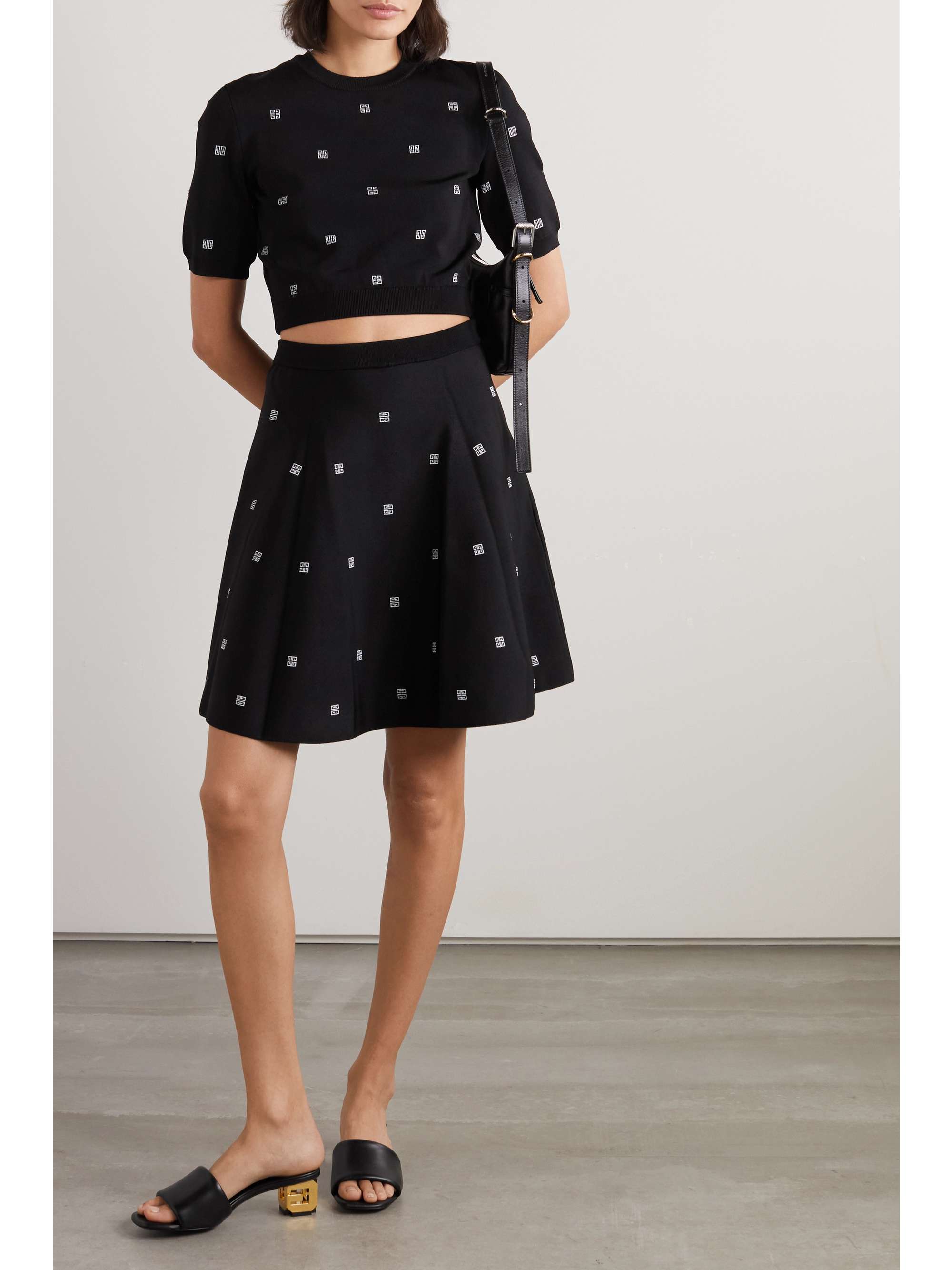 GIVENCHY 4G embroidered stretch-knit mini skirt
