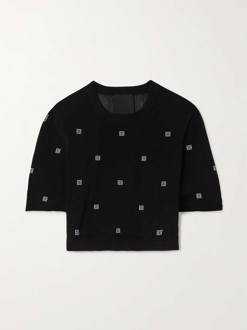 Givenchy Cropped Jacquard-knit Sweater