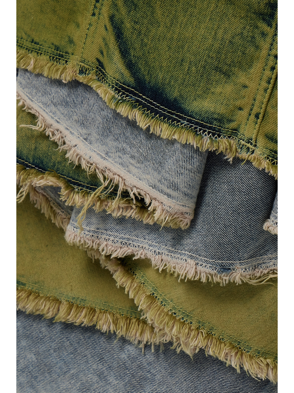 Rick Owens Distressed Dégradé Denim Maxi Skirt In Green