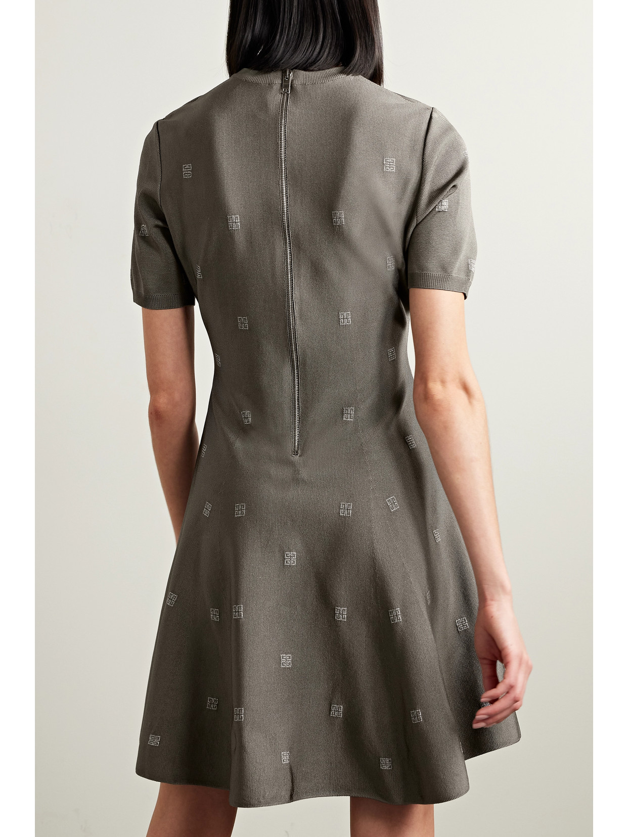 Givenchy 4g Stretch Jacquard-knit Mini Dress In Gray