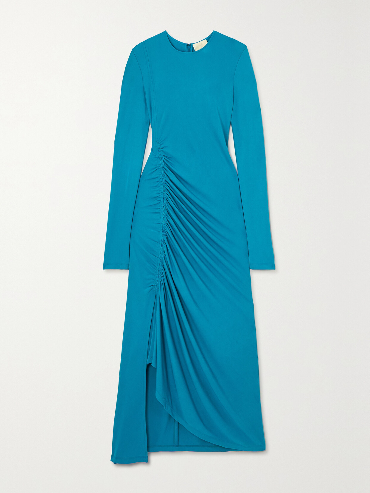 Givenchy Ruched Knitted Maxi Dress In Blue