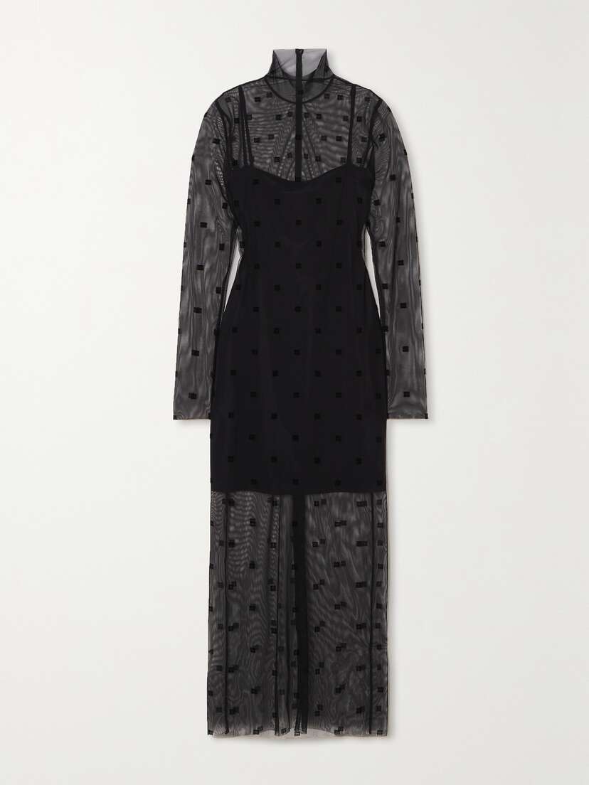 Givenchy Flocked Stretch-tulle Maxi Dress