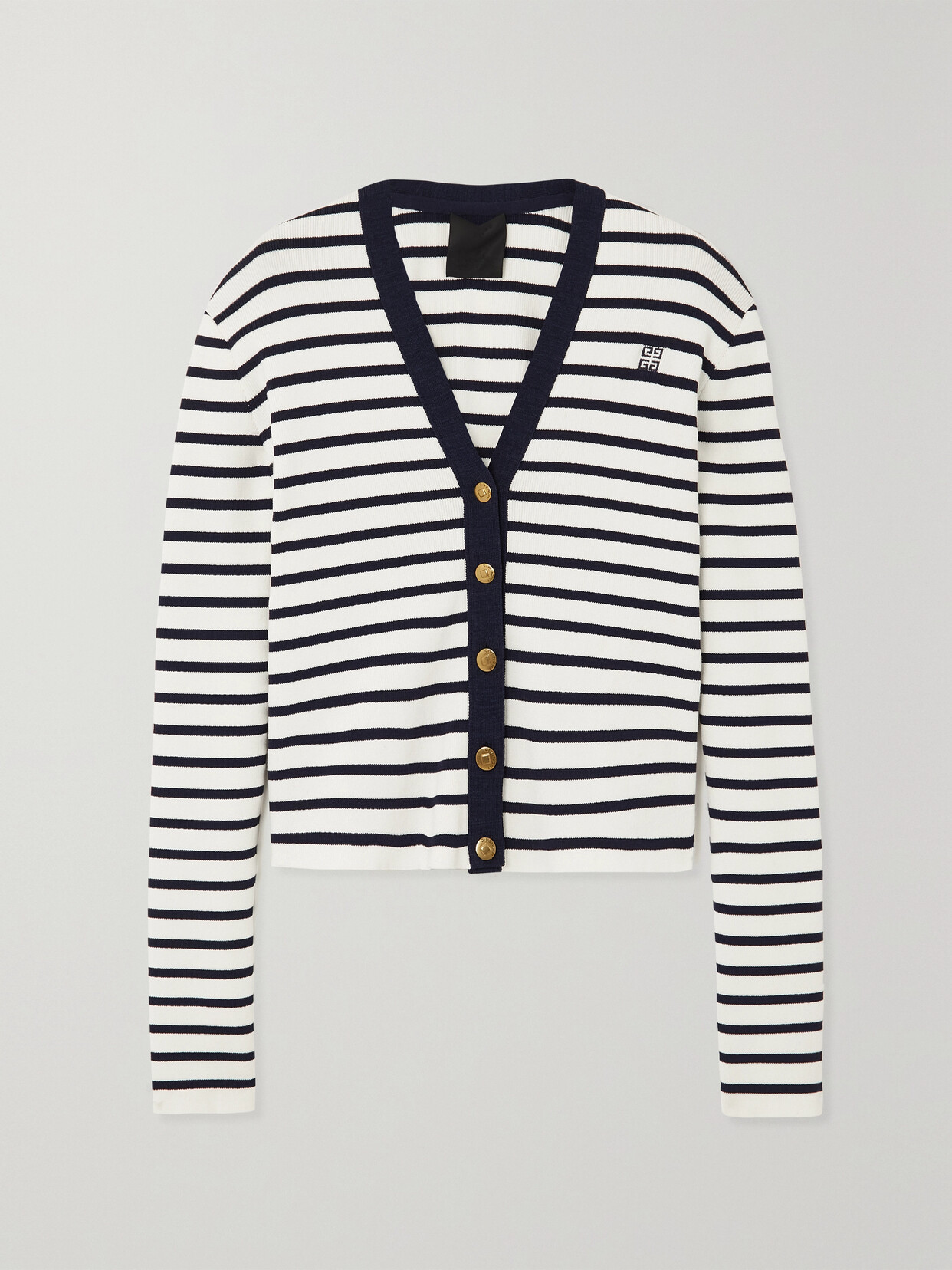 Shop Givenchy Striped Cotton Cardigan In White