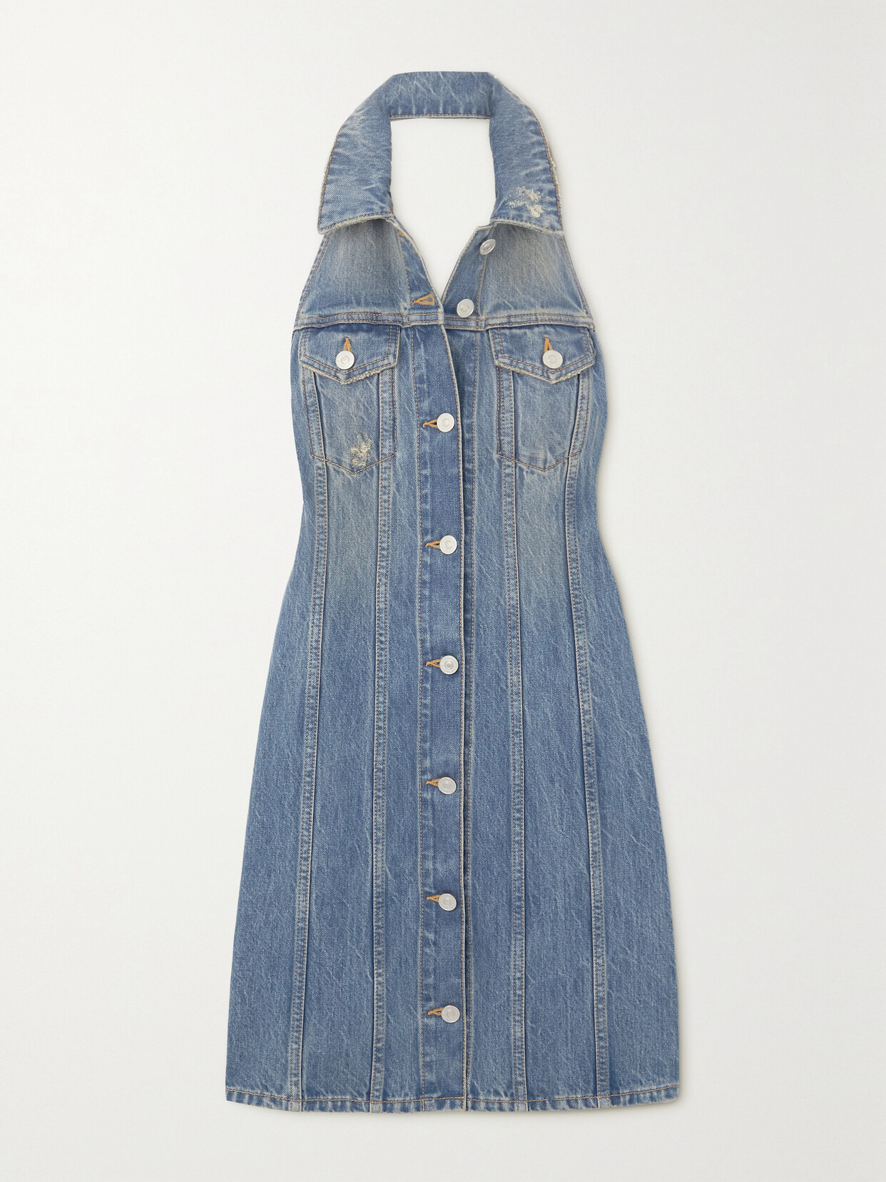 Givenchy - Denim Halterneck Dress - Blue