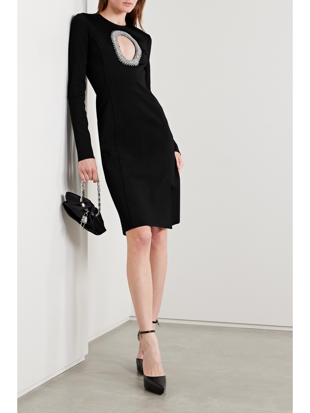 Givenchy Evening Dress In Knit With Pearls And Crystals In Black