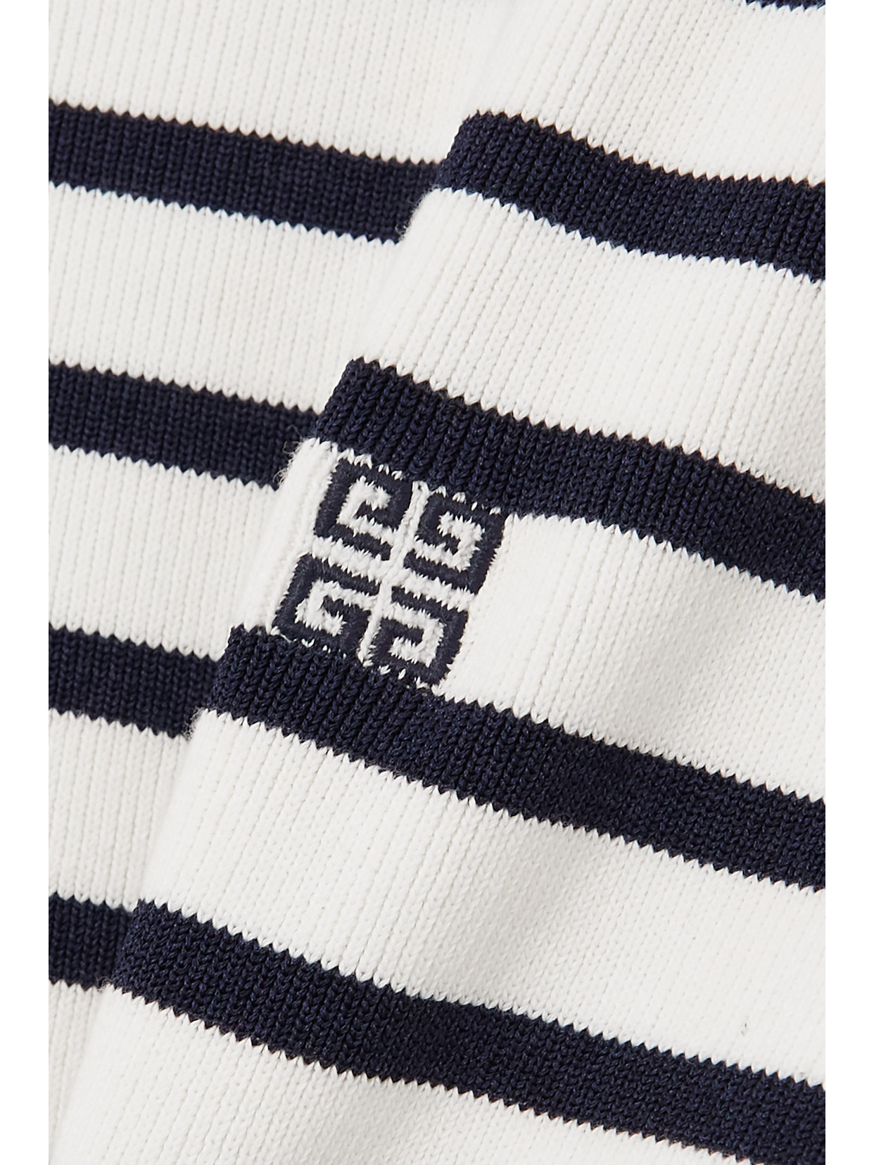 Shop Givenchy Button-embellished Striped Cotton Sweater In White