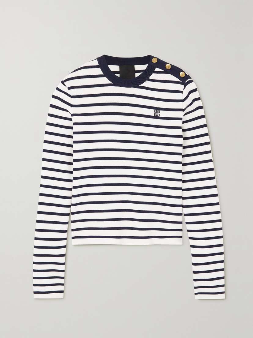 Givenchy Button-embellished Striped Cotton Sweater