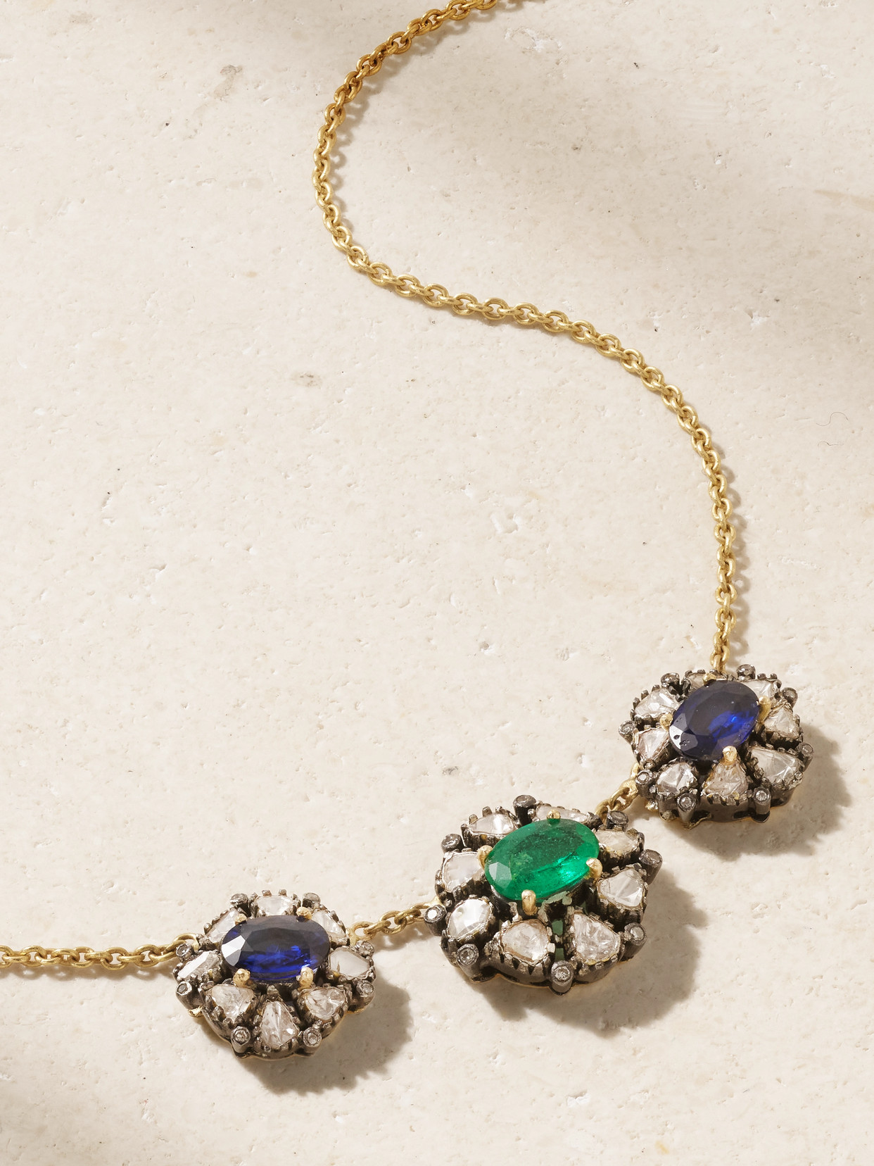 Amrapali London 18-karat Gold And Sterling Silver Multi-stone Necklace