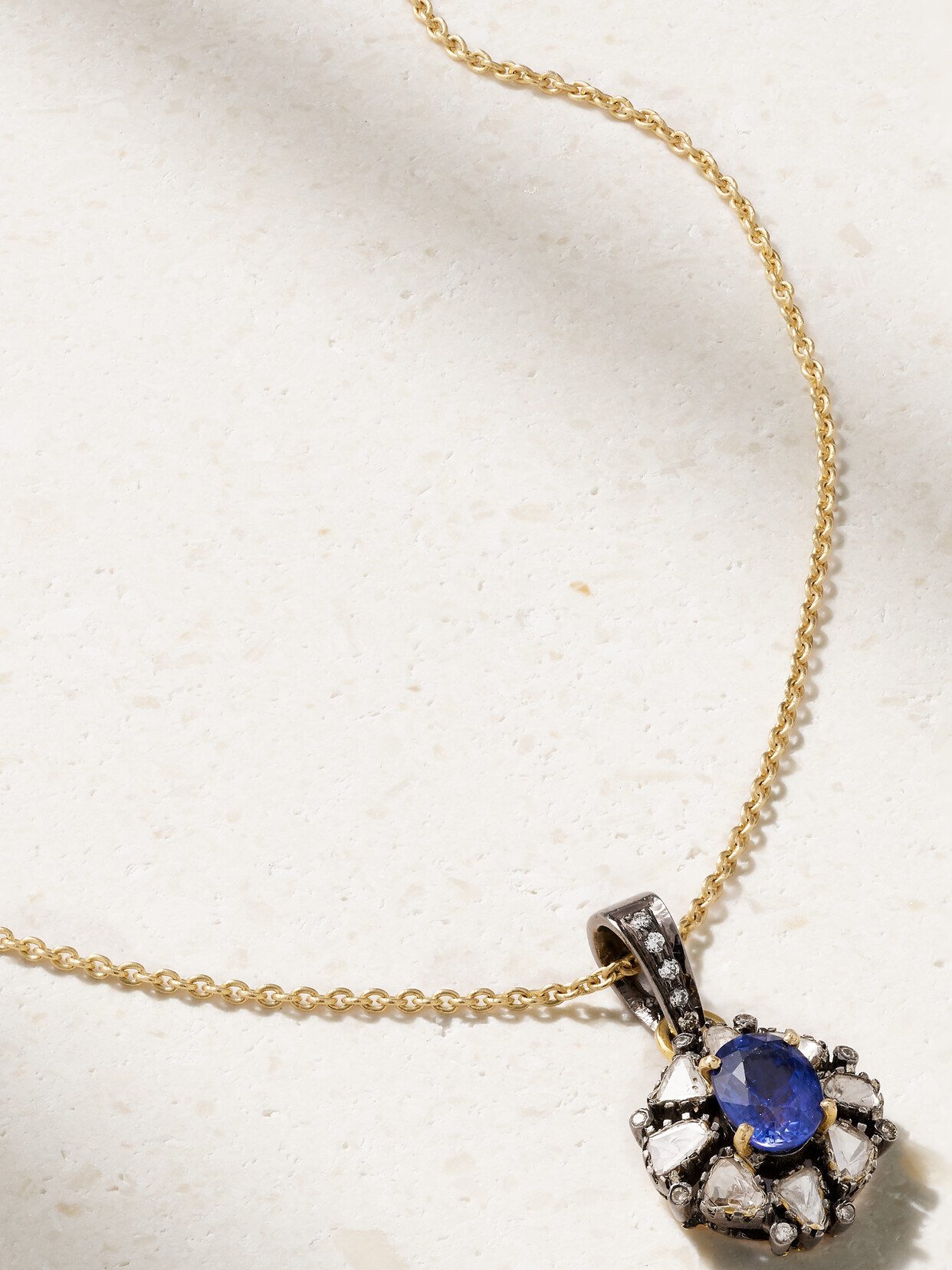 Amrapali London 18-karat Rhodium-plated Gold, Diamond And Sapphire Necklace