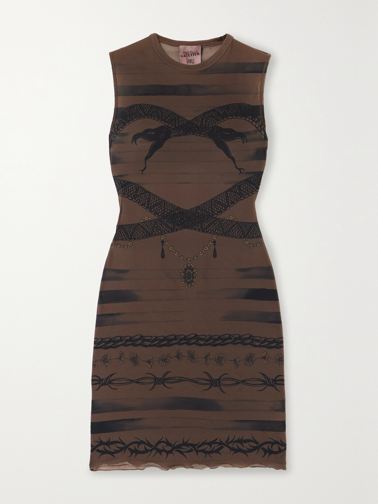 JEAN PAUL GAULTIER + KNWLS PRINTED STRETCH-KNIT MINI DRESS