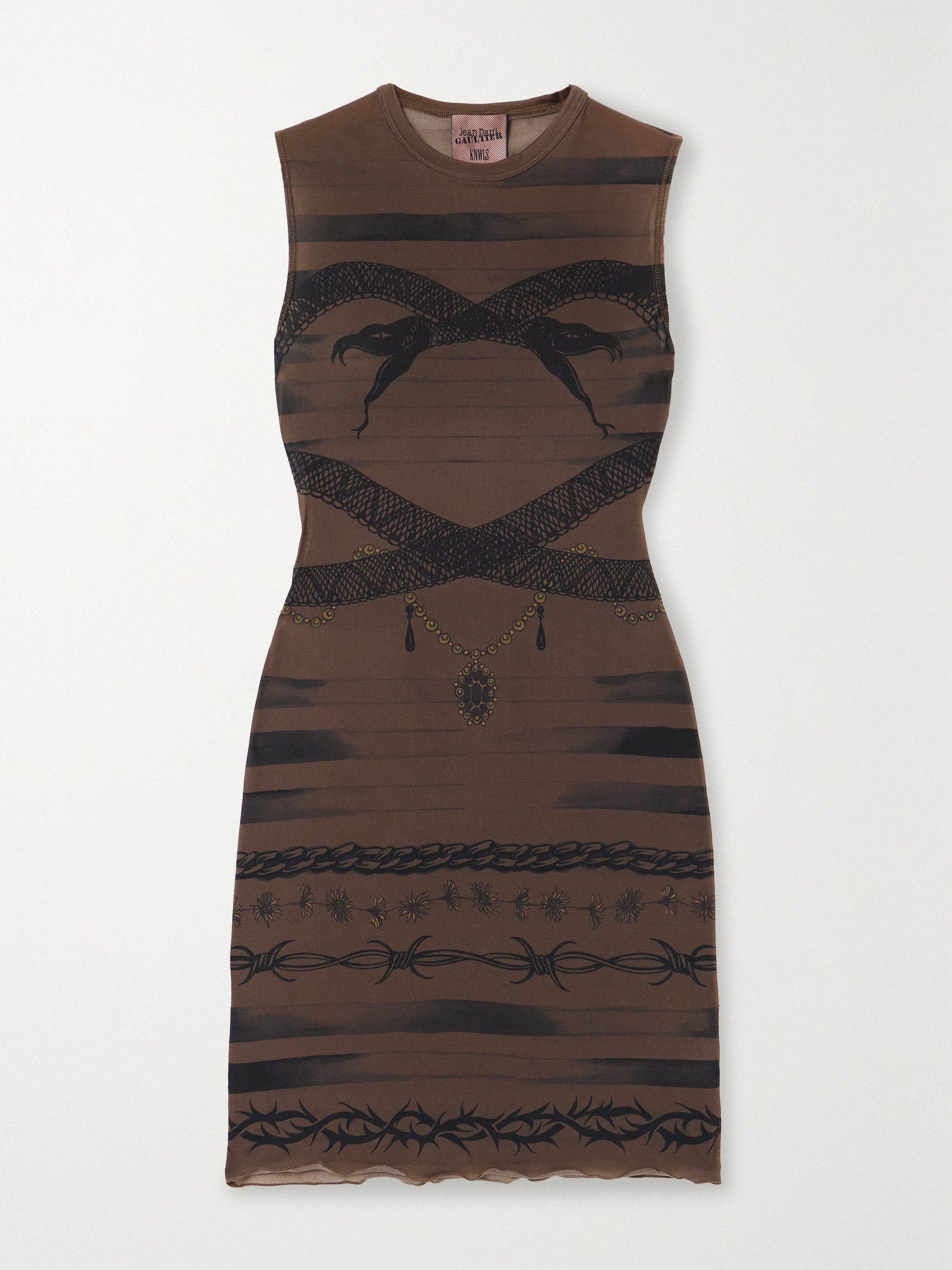 Jean Paul Gaultier + KNWLS printed stretch-knit mini dress
