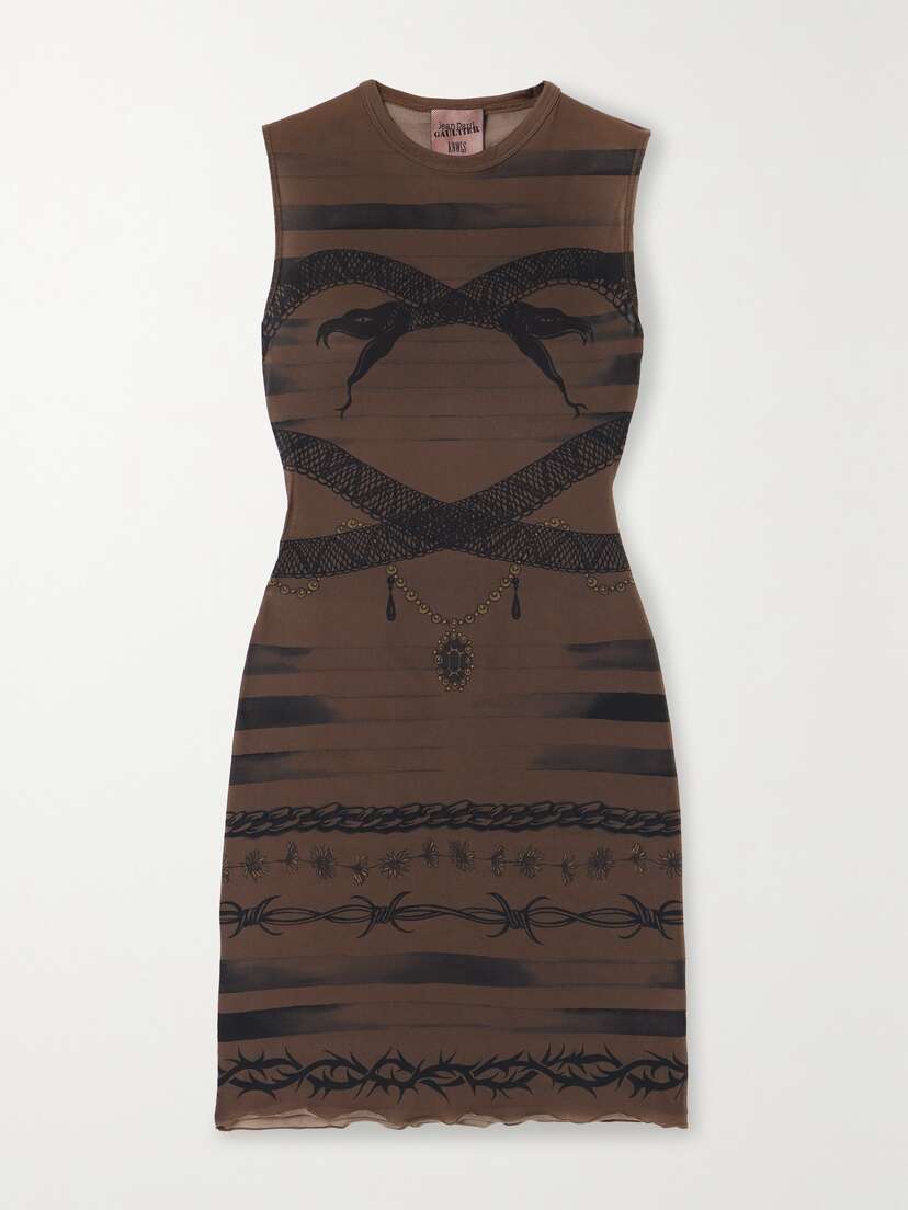 Jean Paul Gaultier + Knwls Printed Stretch-knit Mini Dress