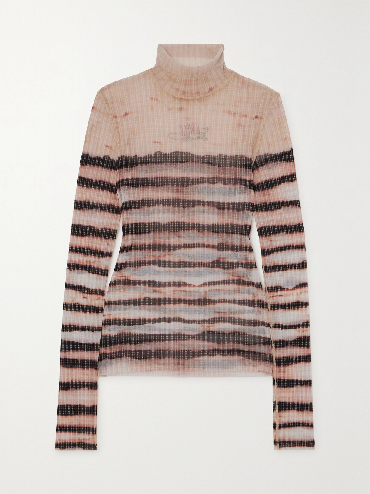 Jean Paul Gaultier - + Knwls Striped Mesh Turtleneck Top - Ecru