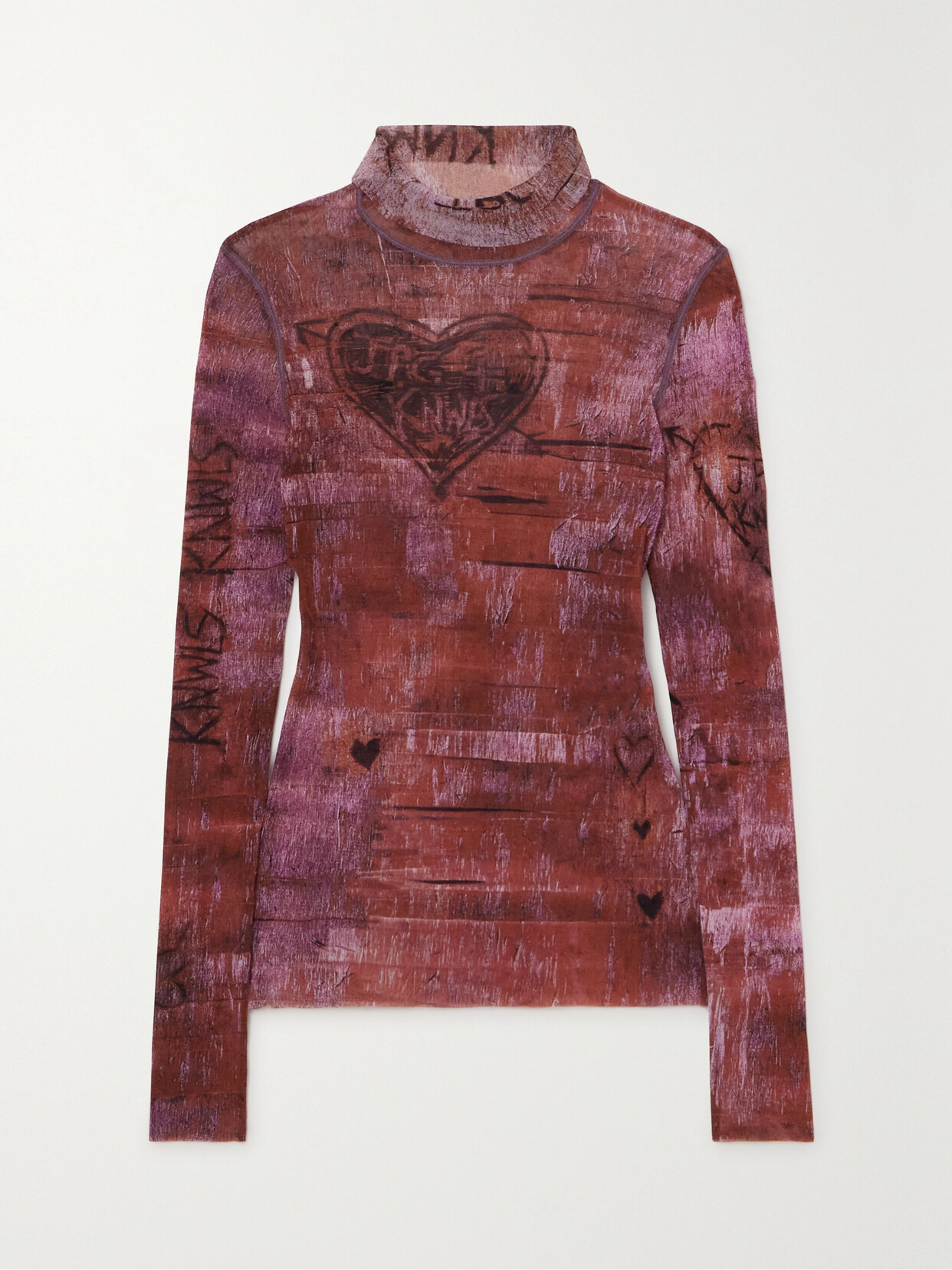 Jean Paul Gaultier - + Knwls Printed Mesh Turtleneck Top - Red