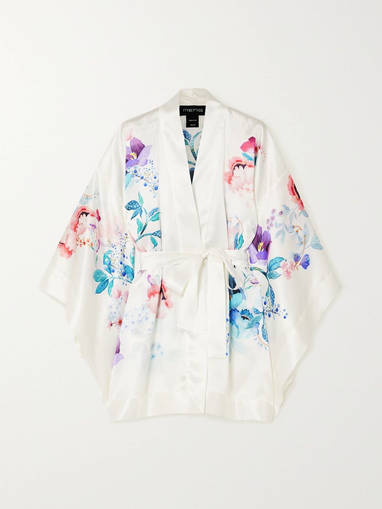 MENG BELTED PRINTED SILK-SATIN ROBE