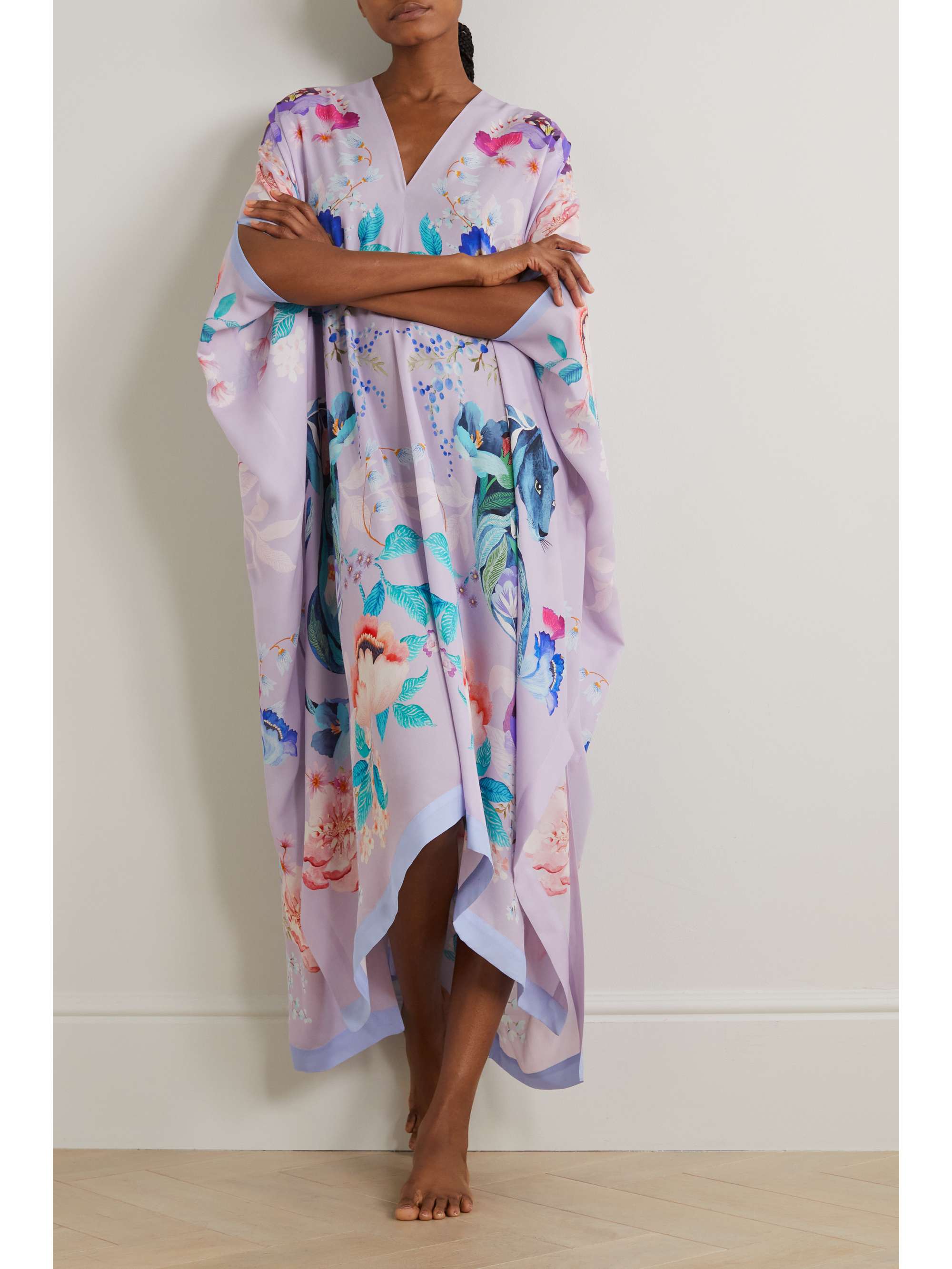 MENG Printed silk-georgette kaftan