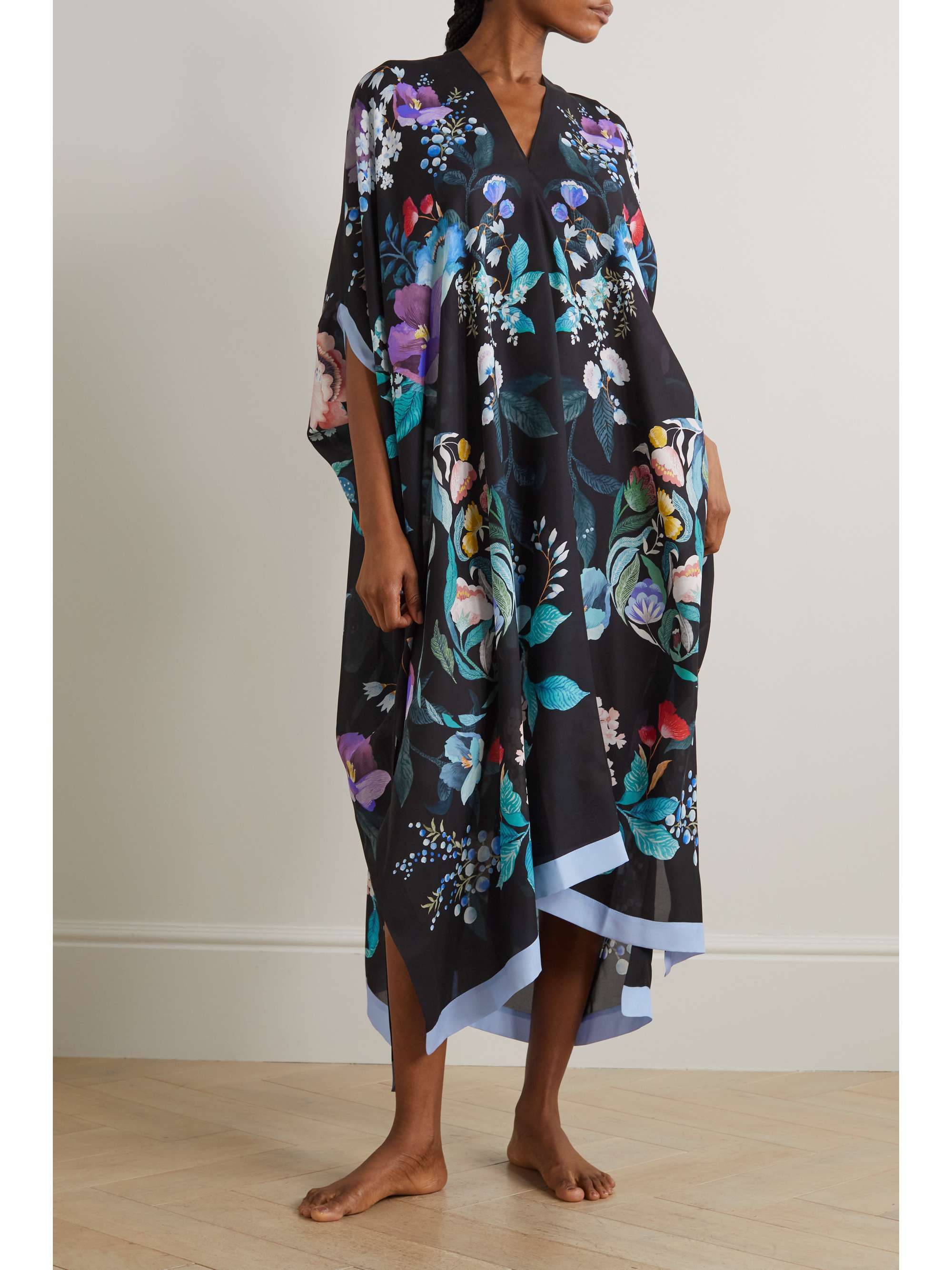 MENG Printed silk-georgette kaftan