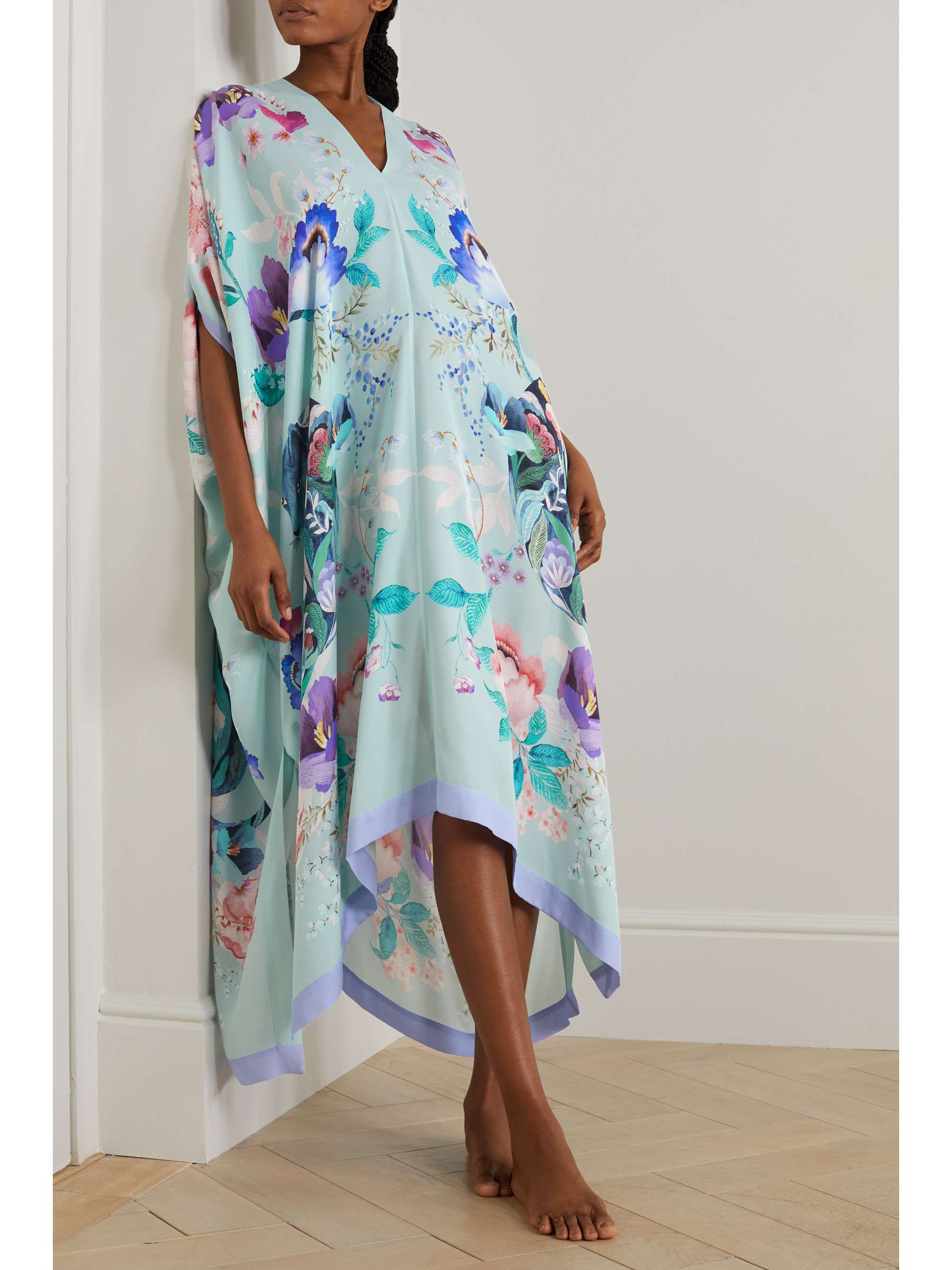 MENG Printed silk-georgette kaftan