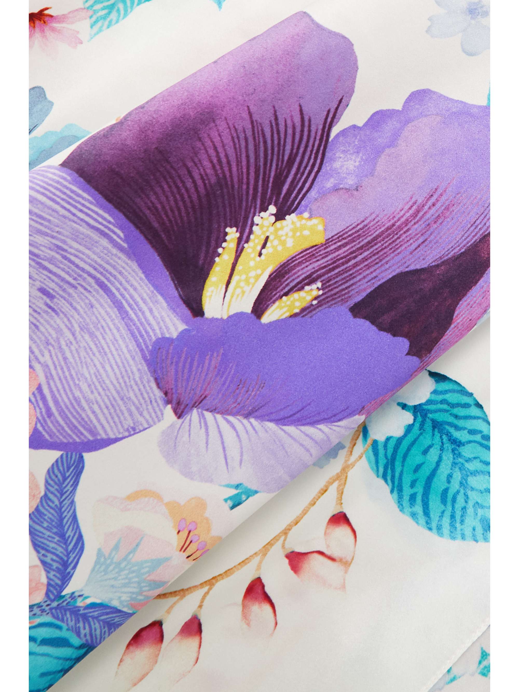 MENG Belted floral-print silk-satin robe