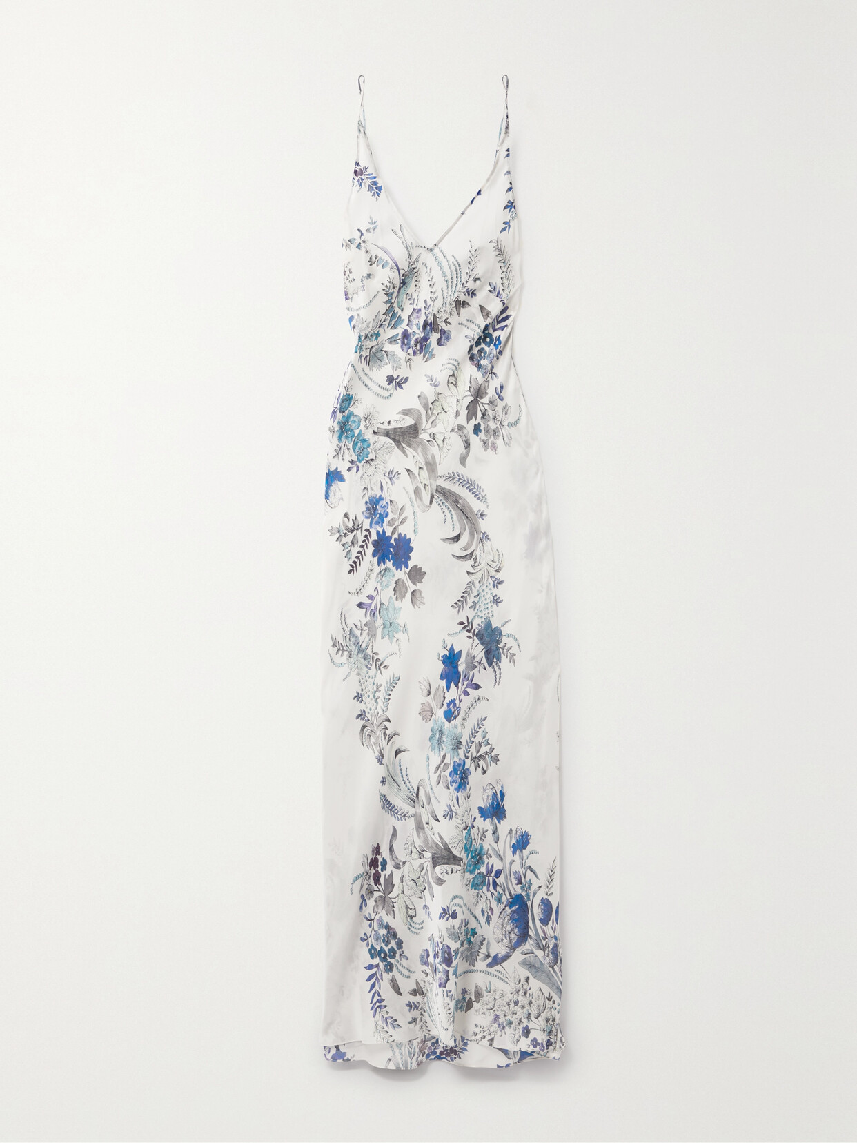 Carine Gilson - Floral-print Silk-satin Chemise - Blue