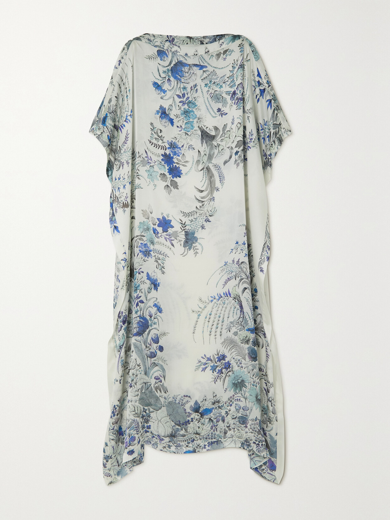 Carine Gilson - Draped Floral-print Silk-voile Kaftan - Blue