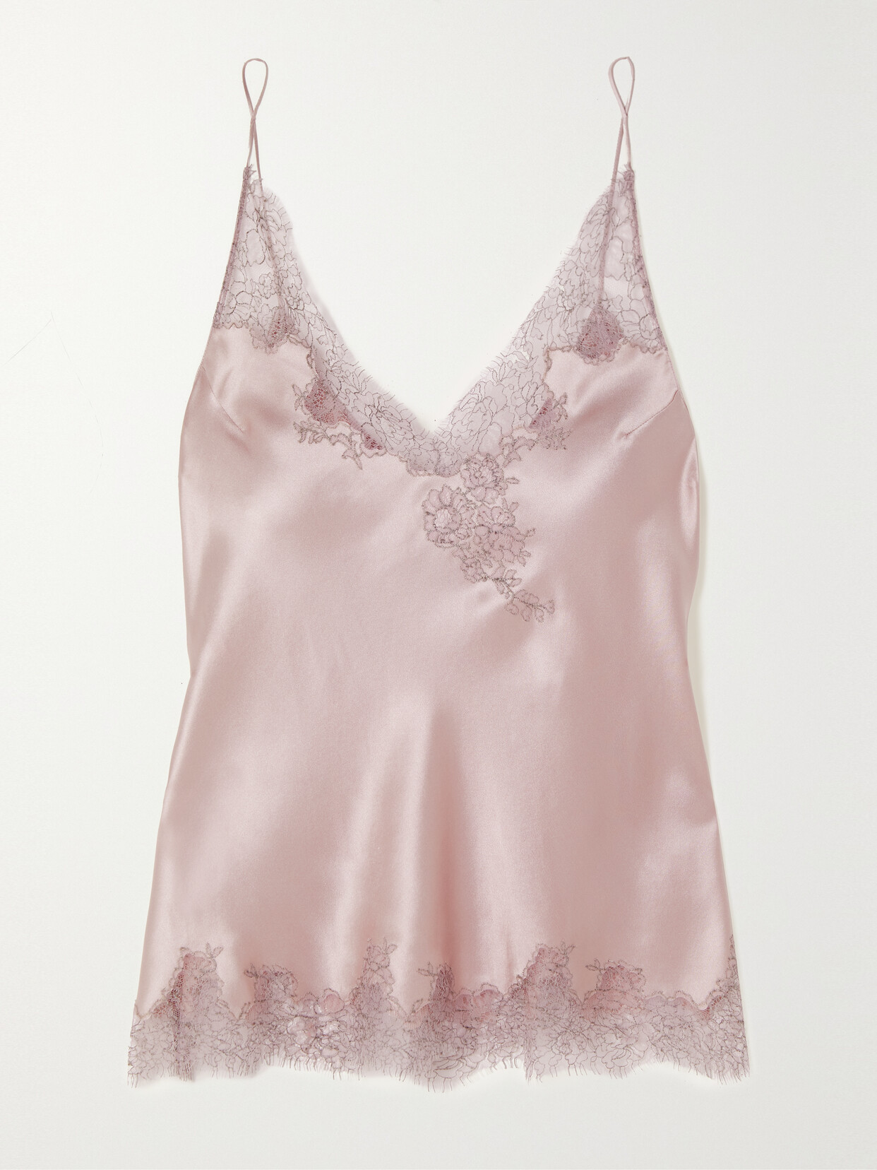 Carine Gilson - Lace-trimmed Silk-satin Camisole - Gray