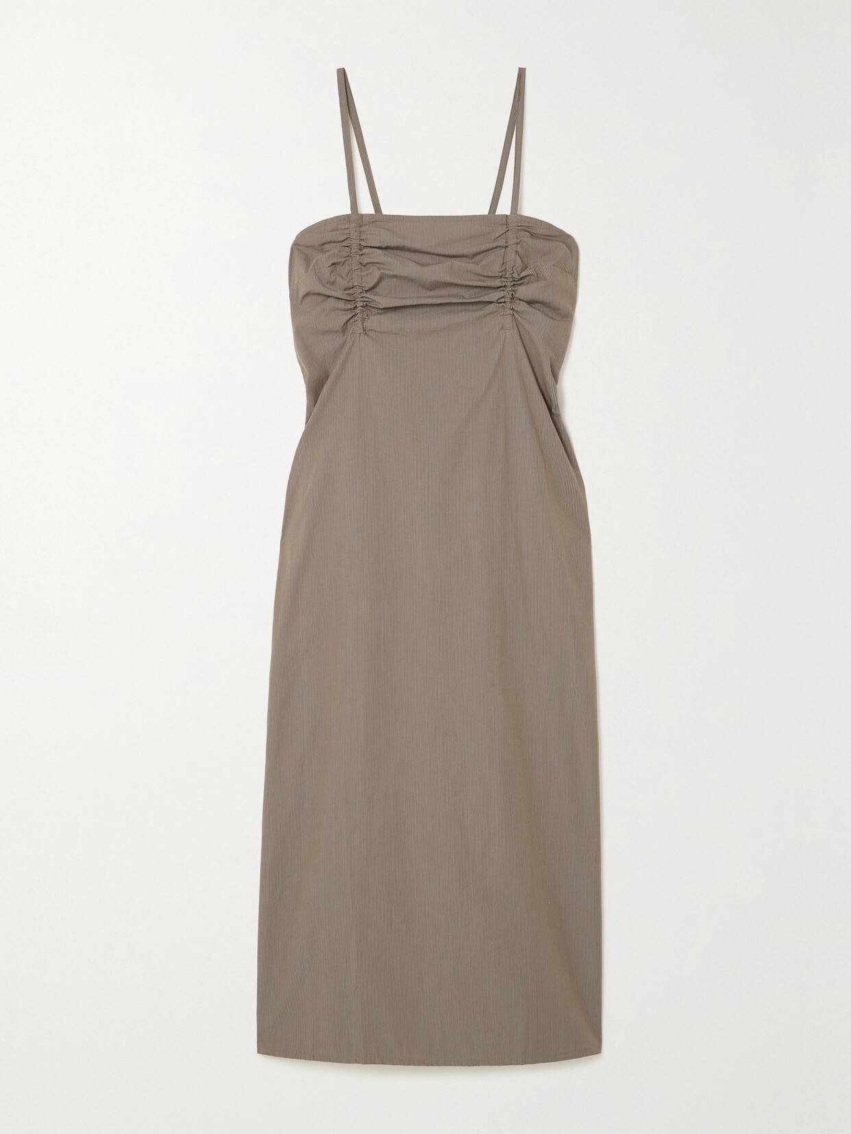 Deiji Studios - + Net Sustain The Day Ruched Organic Cotton-poplin Midi Dress - Brown