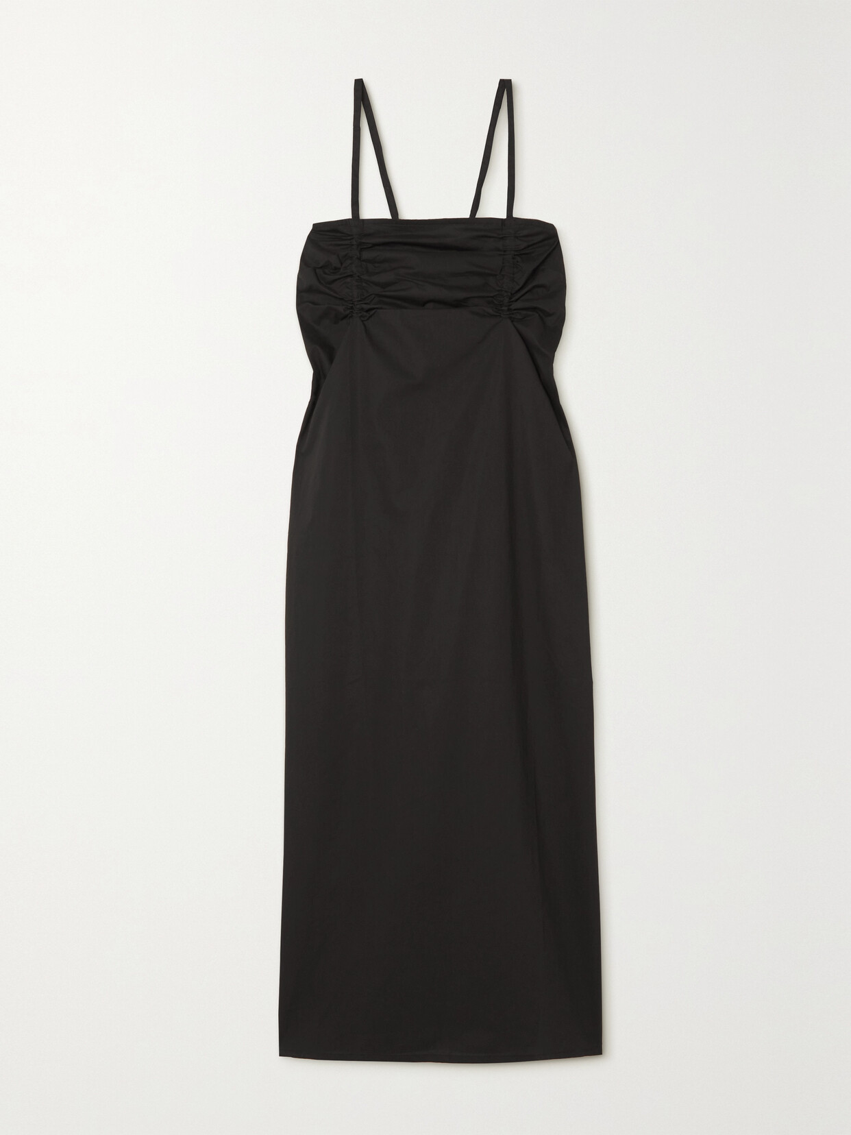 Deiji Studios - The Day Ruched Organic Cotton-poplin Midi Dress - Black